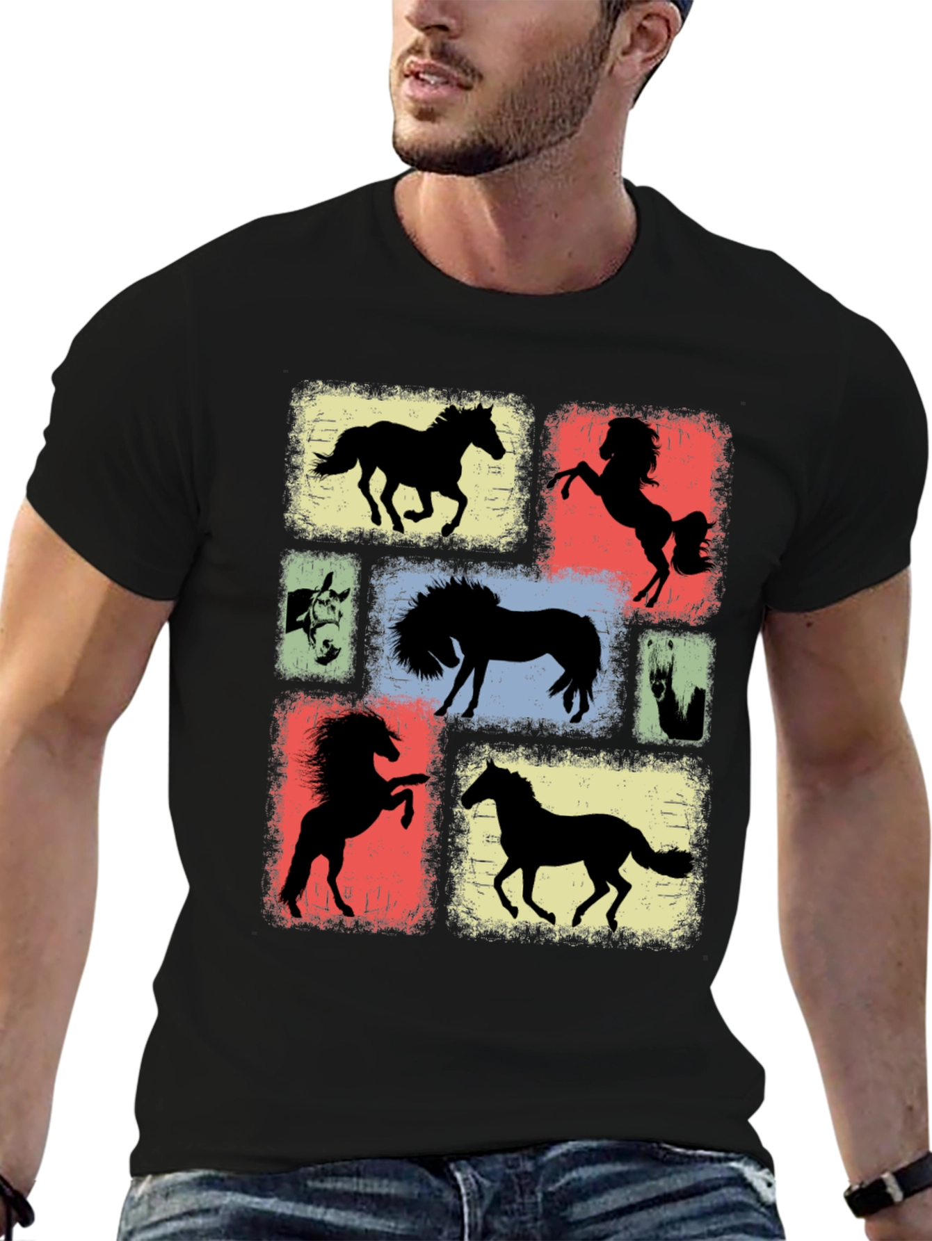 Horse Silhouette Graphic Tee - Equestrian Style Shirt