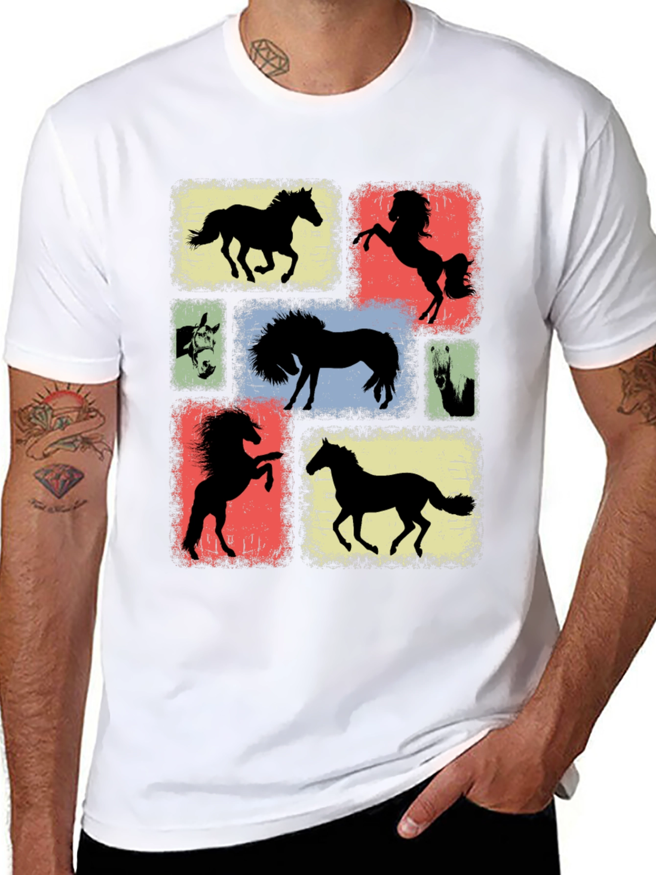 Horse Silhouette Graphic Tee - Equestrian Style Shirt
