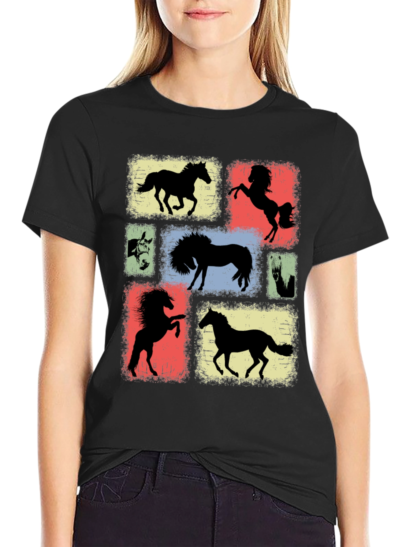 Horse Silhouette Graphic Tee - Equestrian Style Shirt