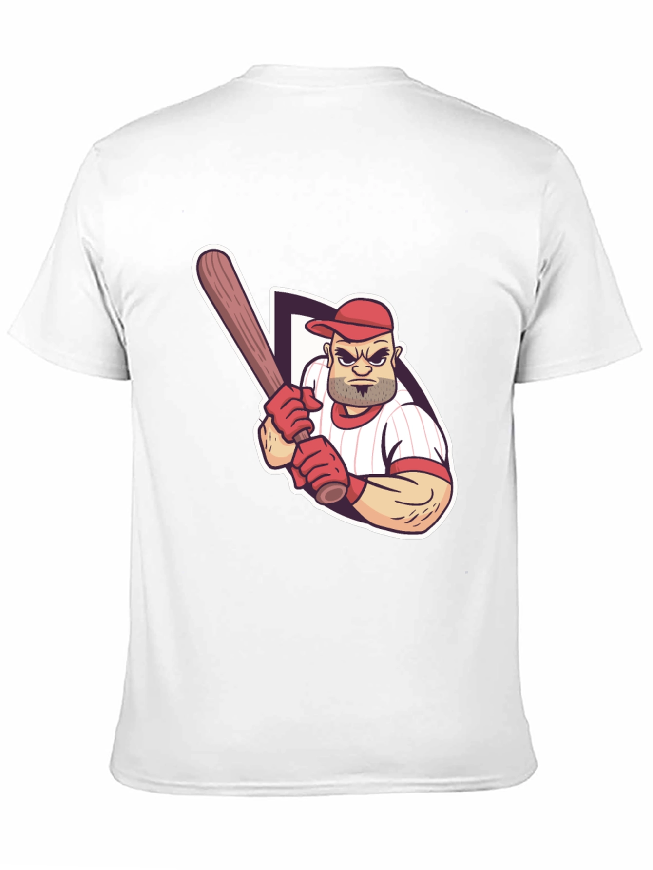 Baseball Player Graphic Tee - Black Cotton T-Shirt