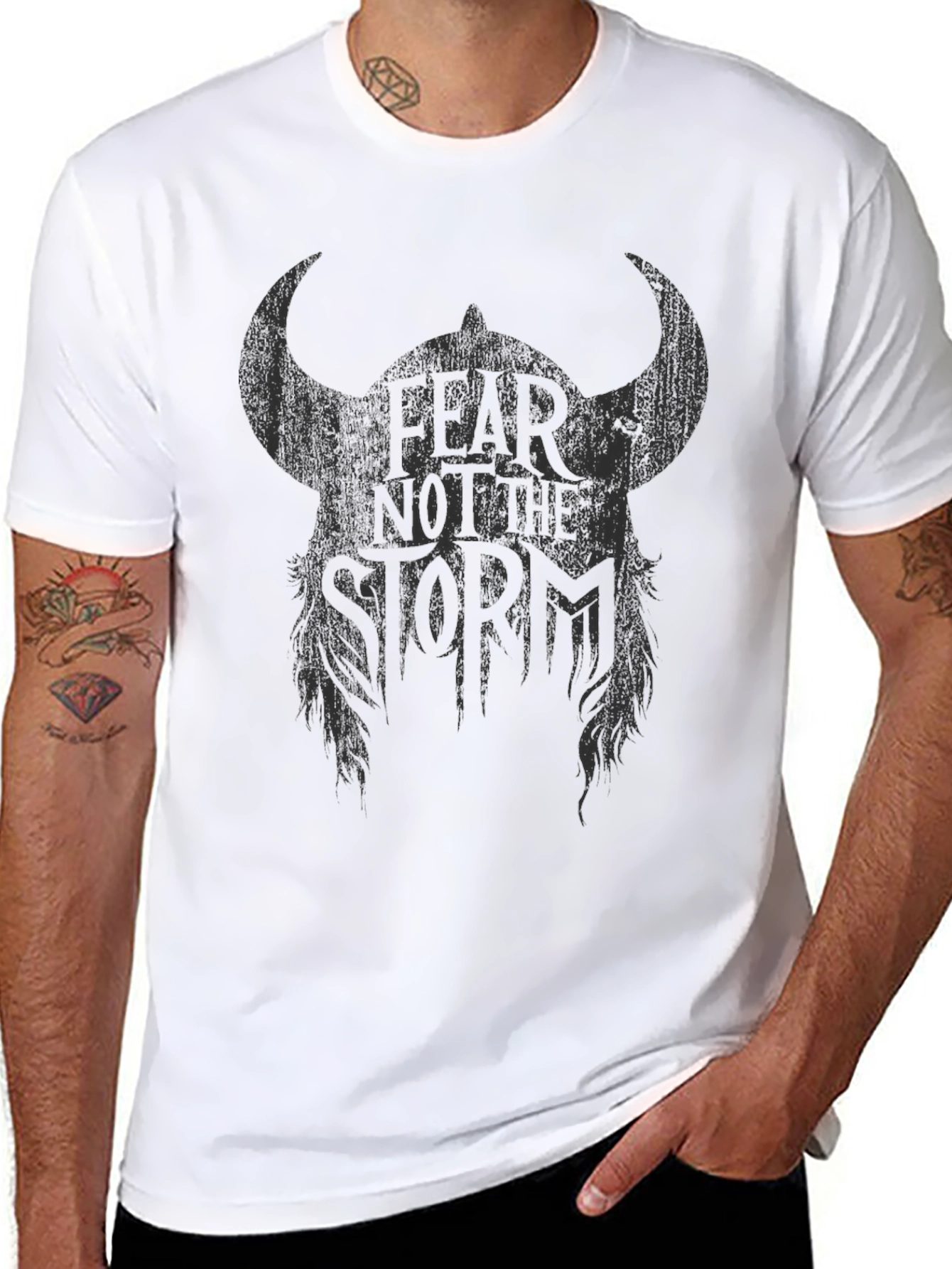 Fear Not the Storm Viking Helmet Graphic T-Shirt