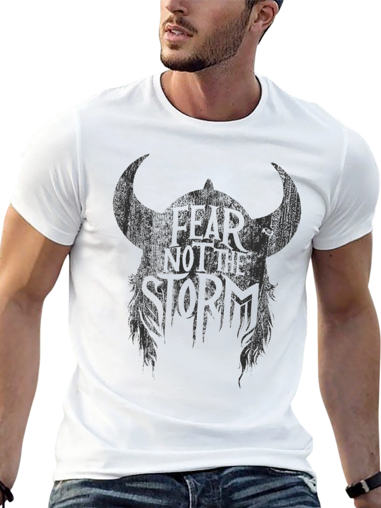 Fear Not the Storm Viking Helmet Graphic T-Shirt