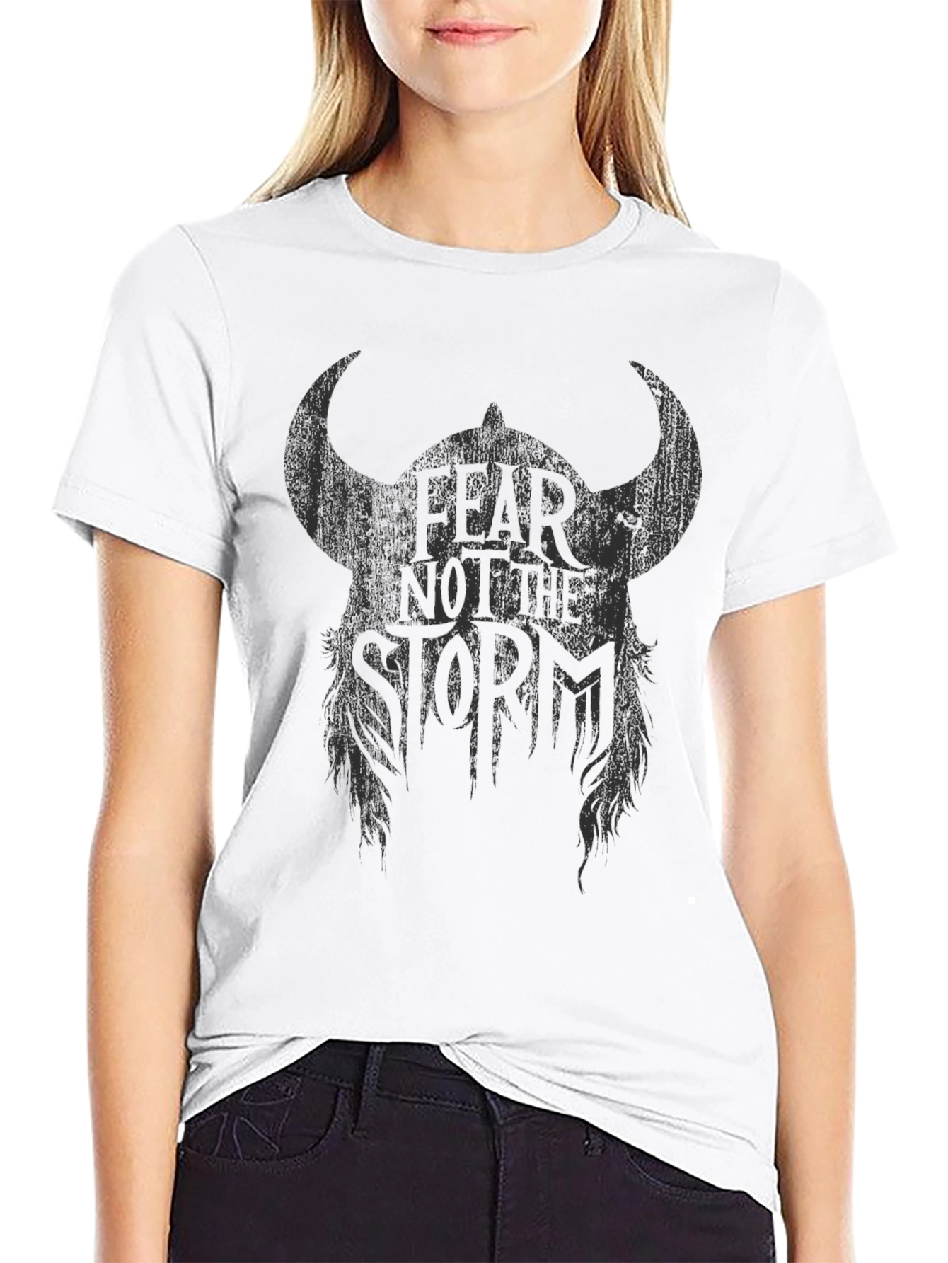Fear Not the Storm Viking Helmet Graphic T-Shirt