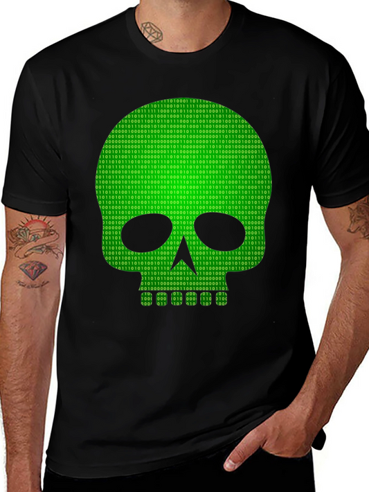 Binary Skull Graphic T-Shirt - Hacker Style