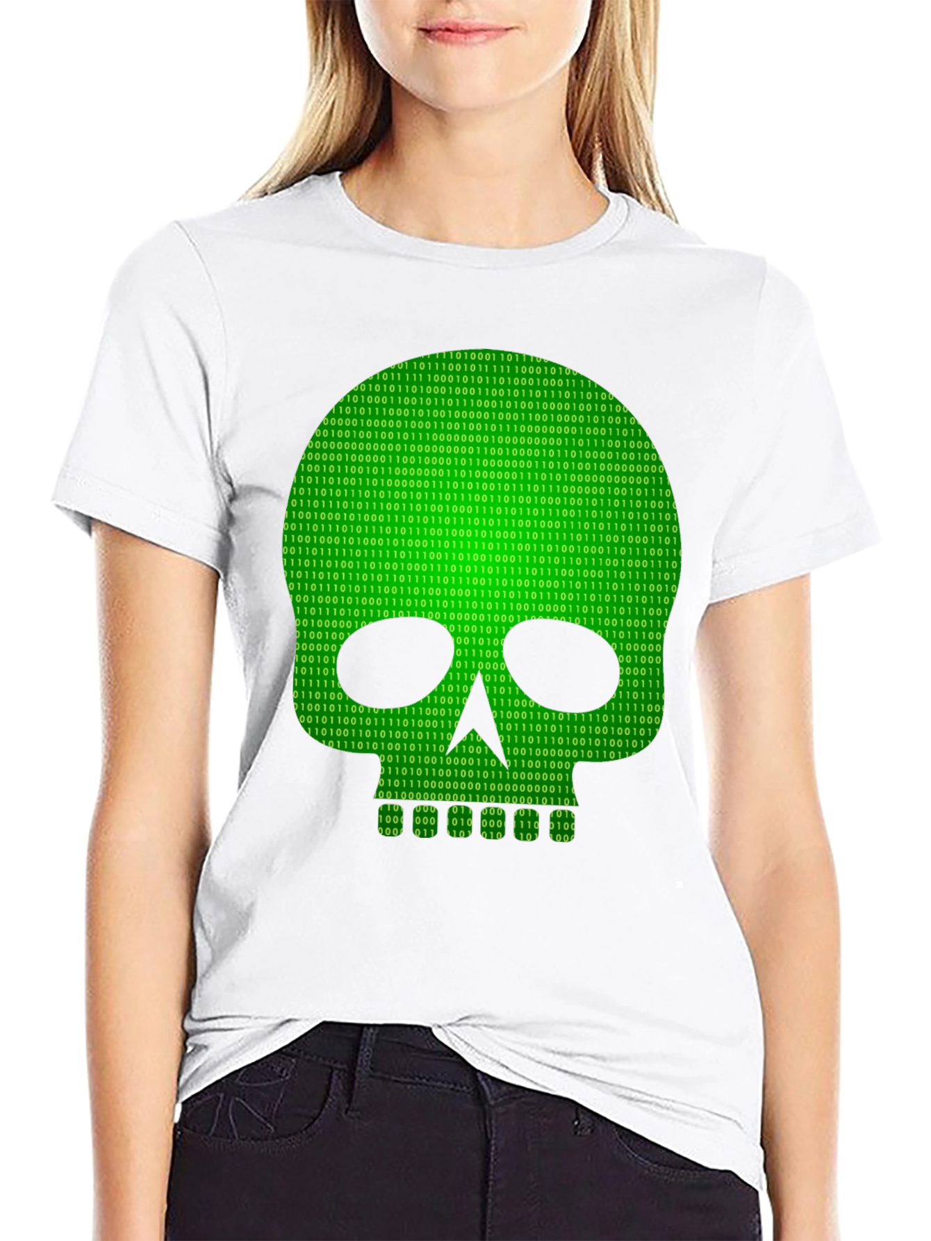 Binary Skull Graphic T-Shirt - Hacker Style