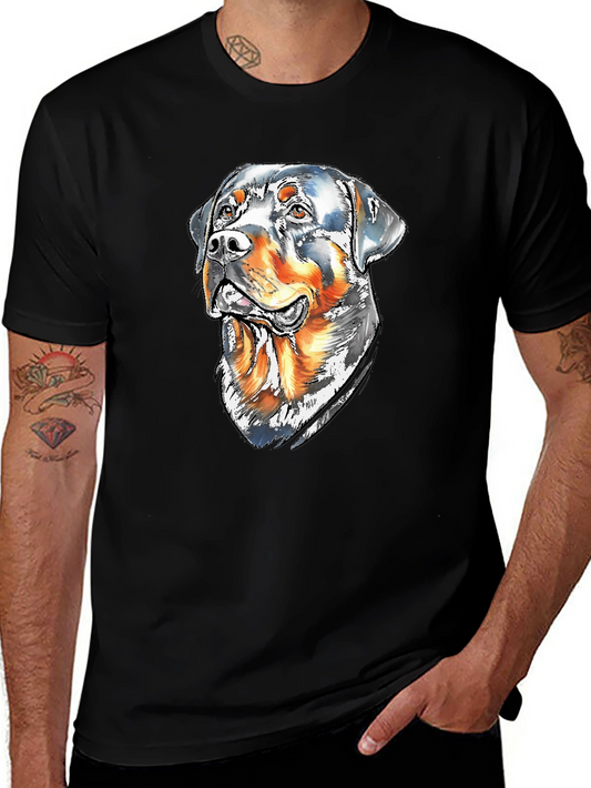 Rottweiler Dog Graphic Tee - Mens Black T-Shirt