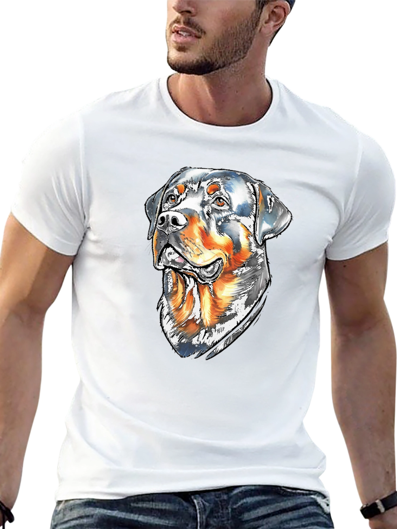 Rottweiler Dog Graphic Tee - Mens Black T-Shirt