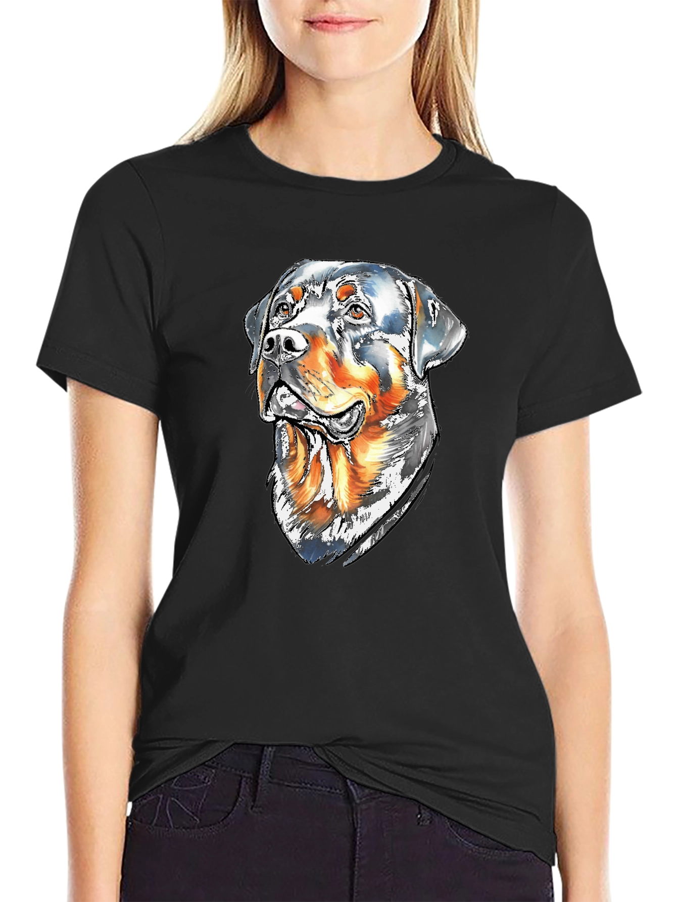 Rottweiler Dog Graphic Tee - Mens Black T-Shirt