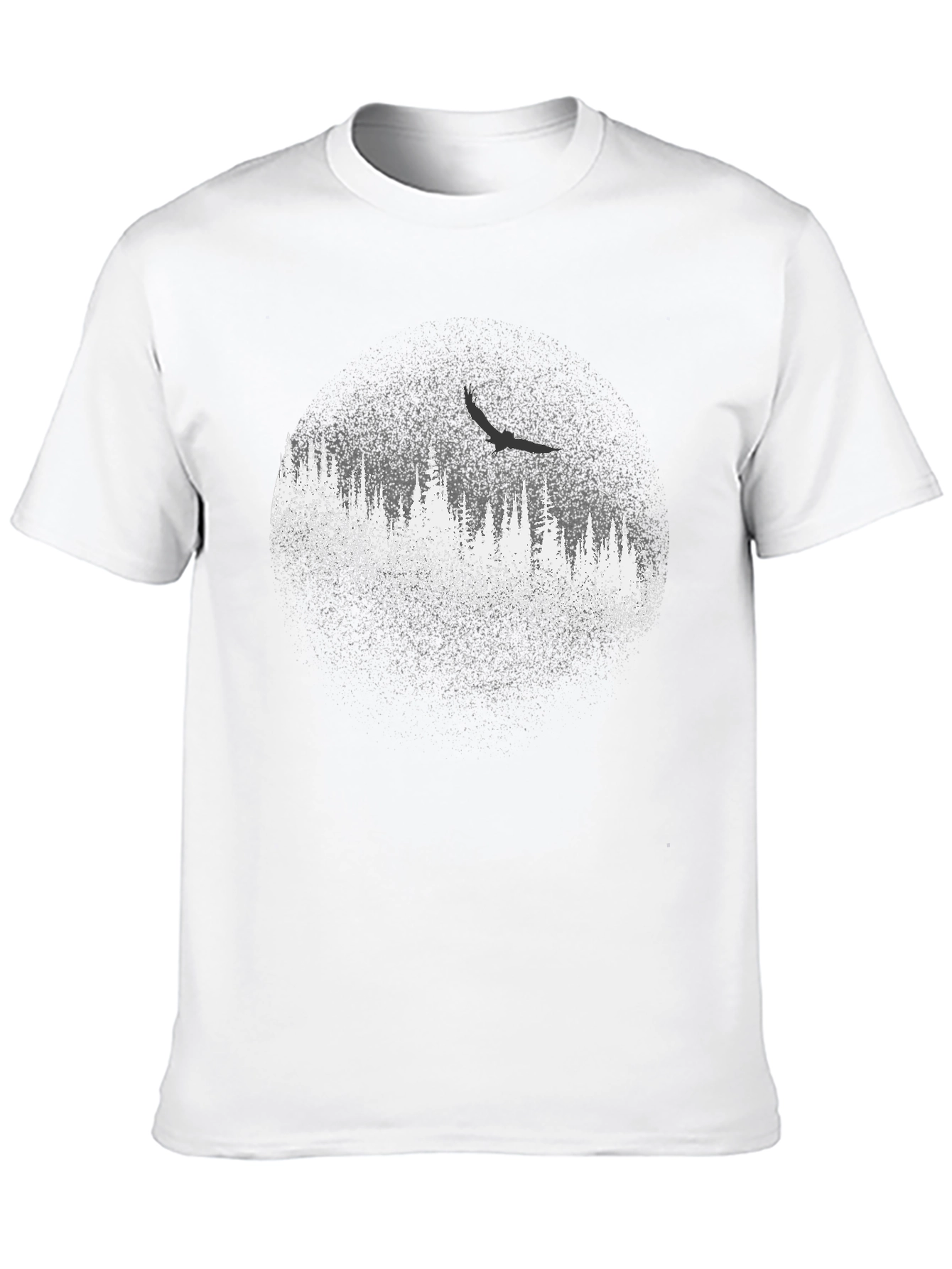 Black Tee with Forest Print