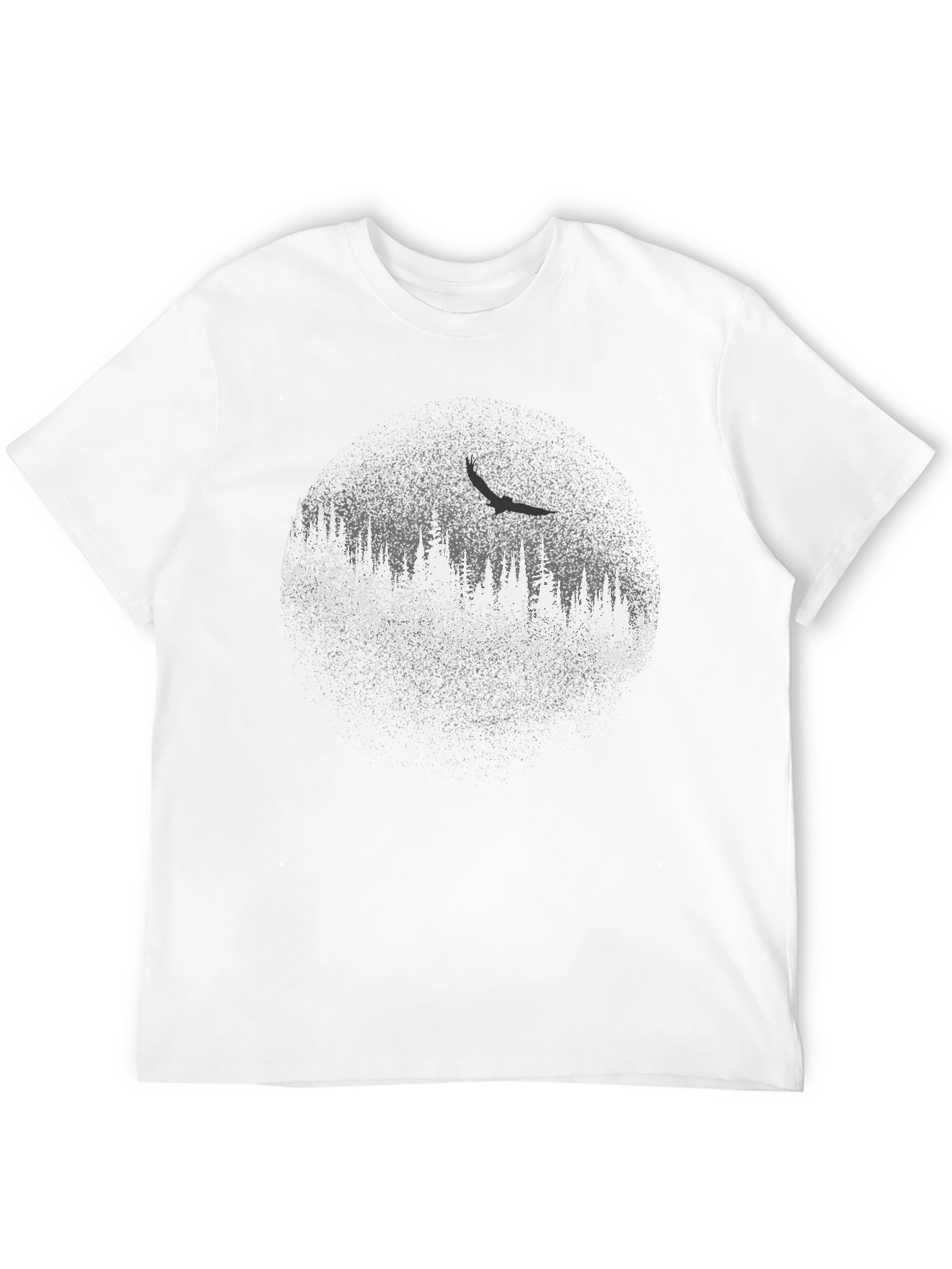 Black Tee with Forest Print