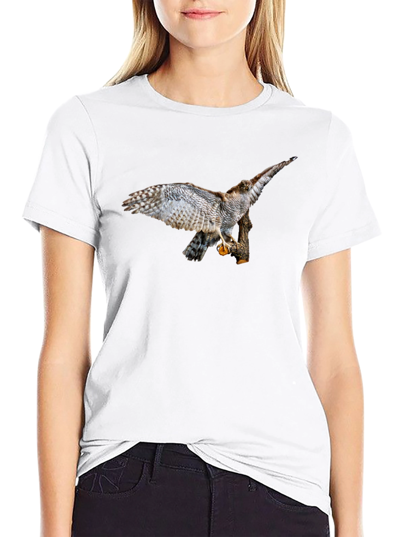 Cool Black T-Shirt with Bird of Prey Graphic Print
