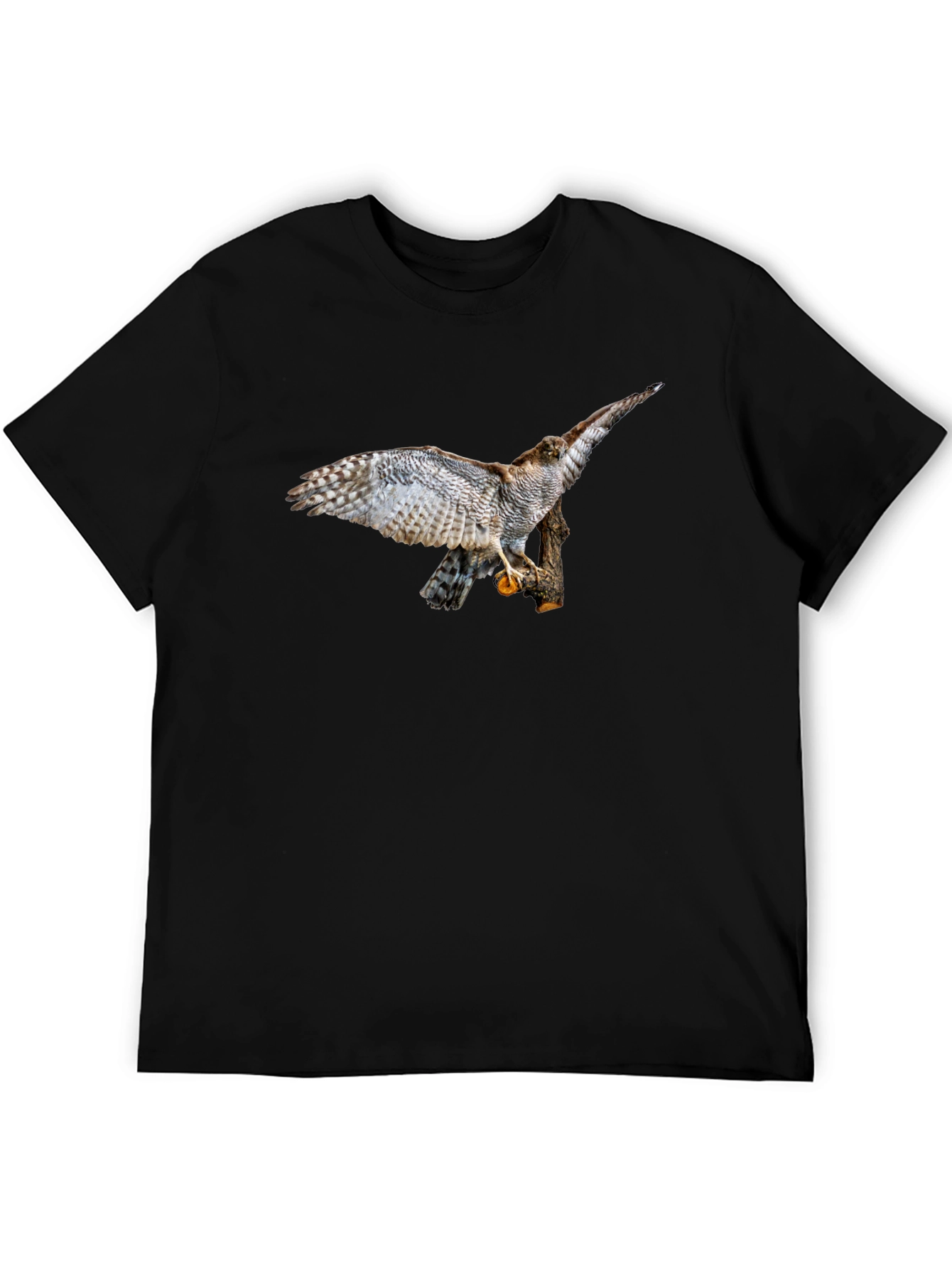 Cool Black T-Shirt with Bird of Prey Graphic Print
