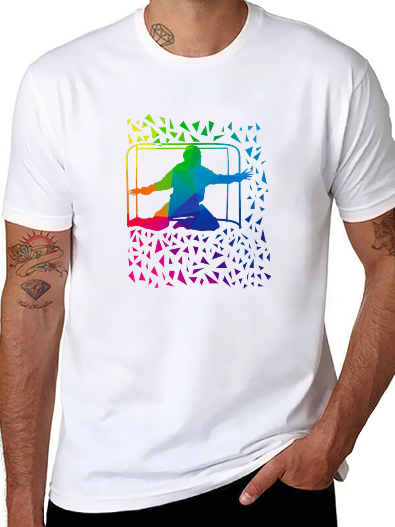 Rainbow Soccer Goalie T-Shirt - Abstract Design