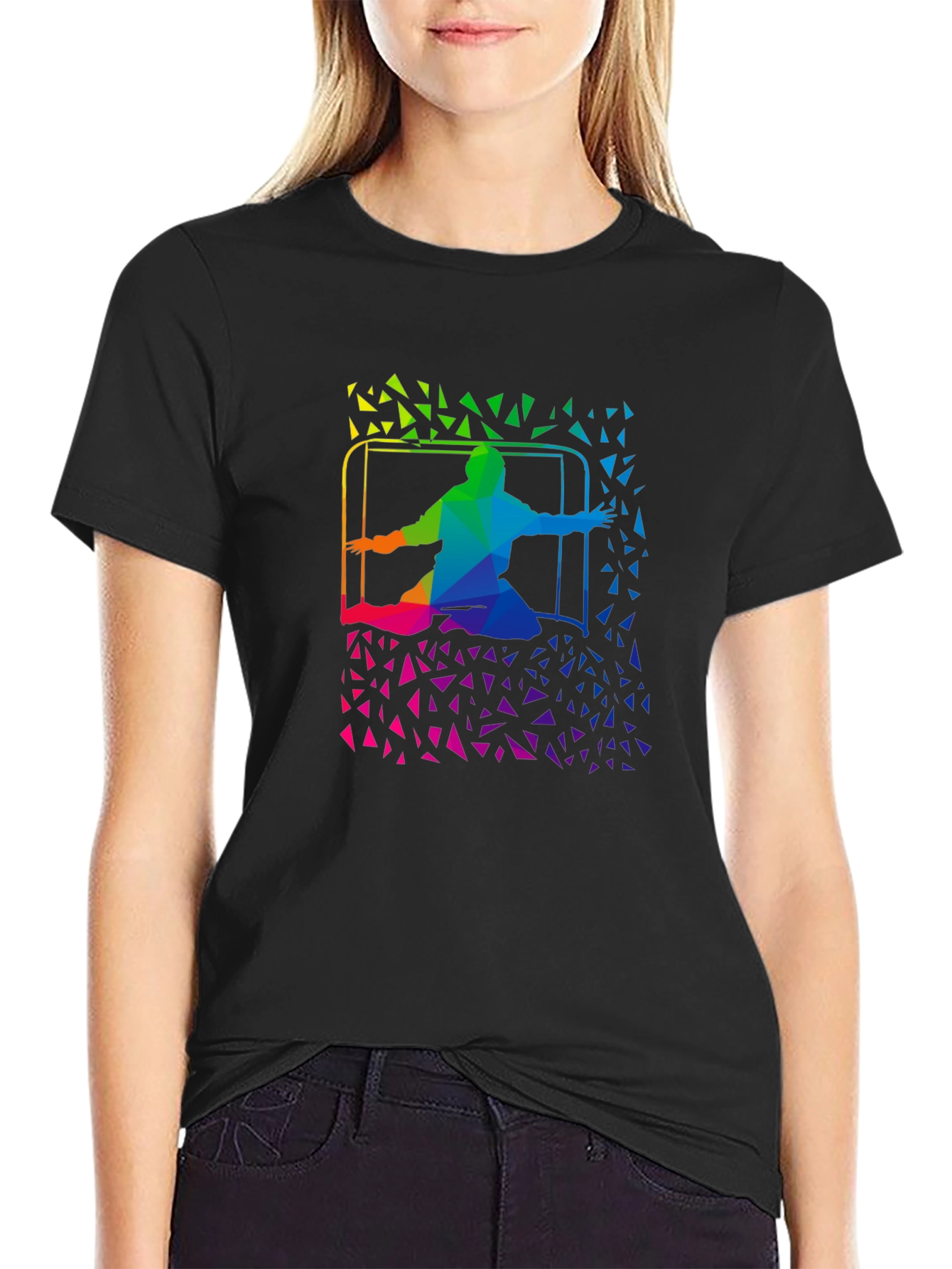 Rainbow Soccer Goalie T-Shirt - Abstract Design