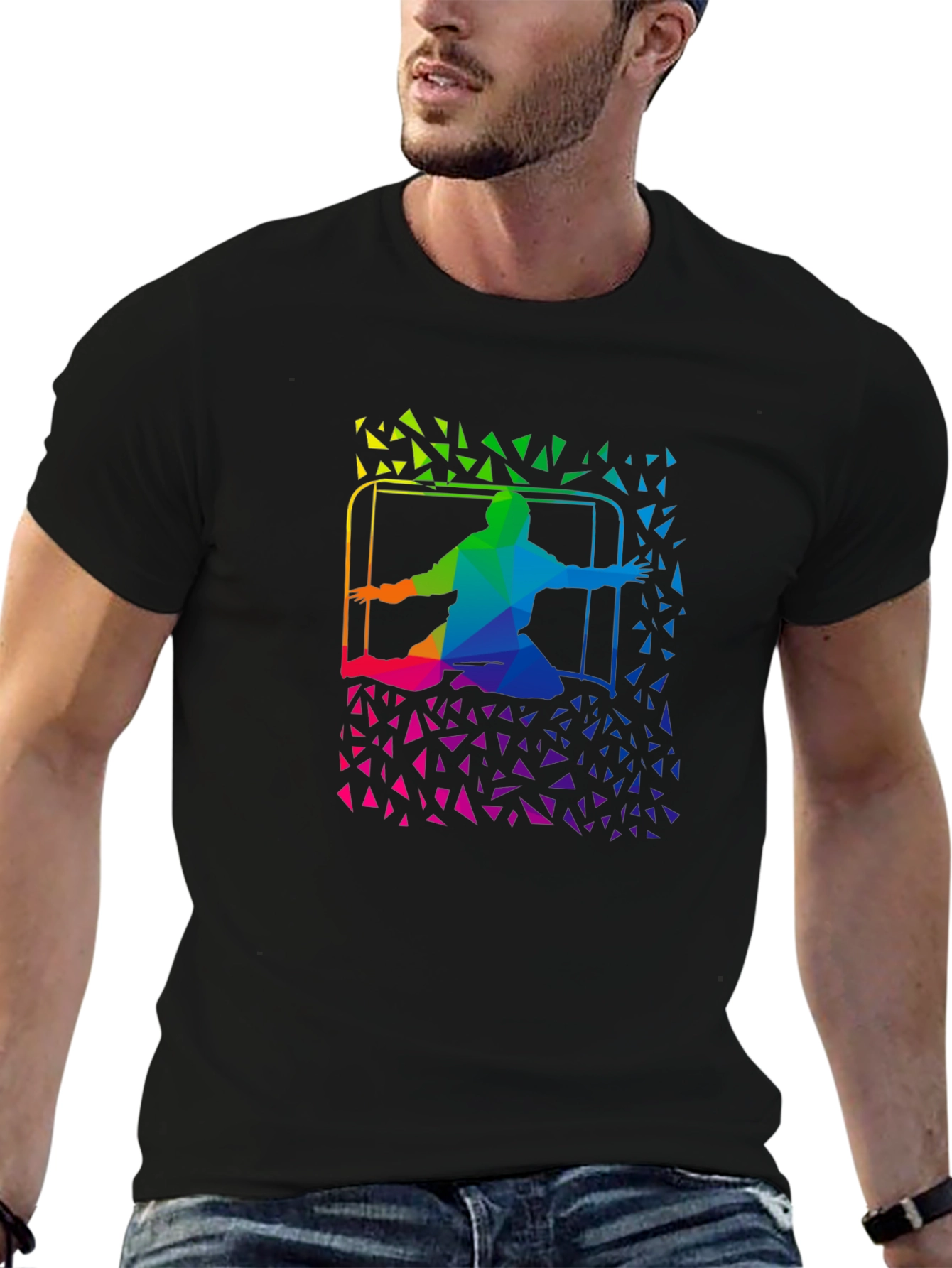 Rainbow Soccer Goalie T-Shirt - Abstract Design