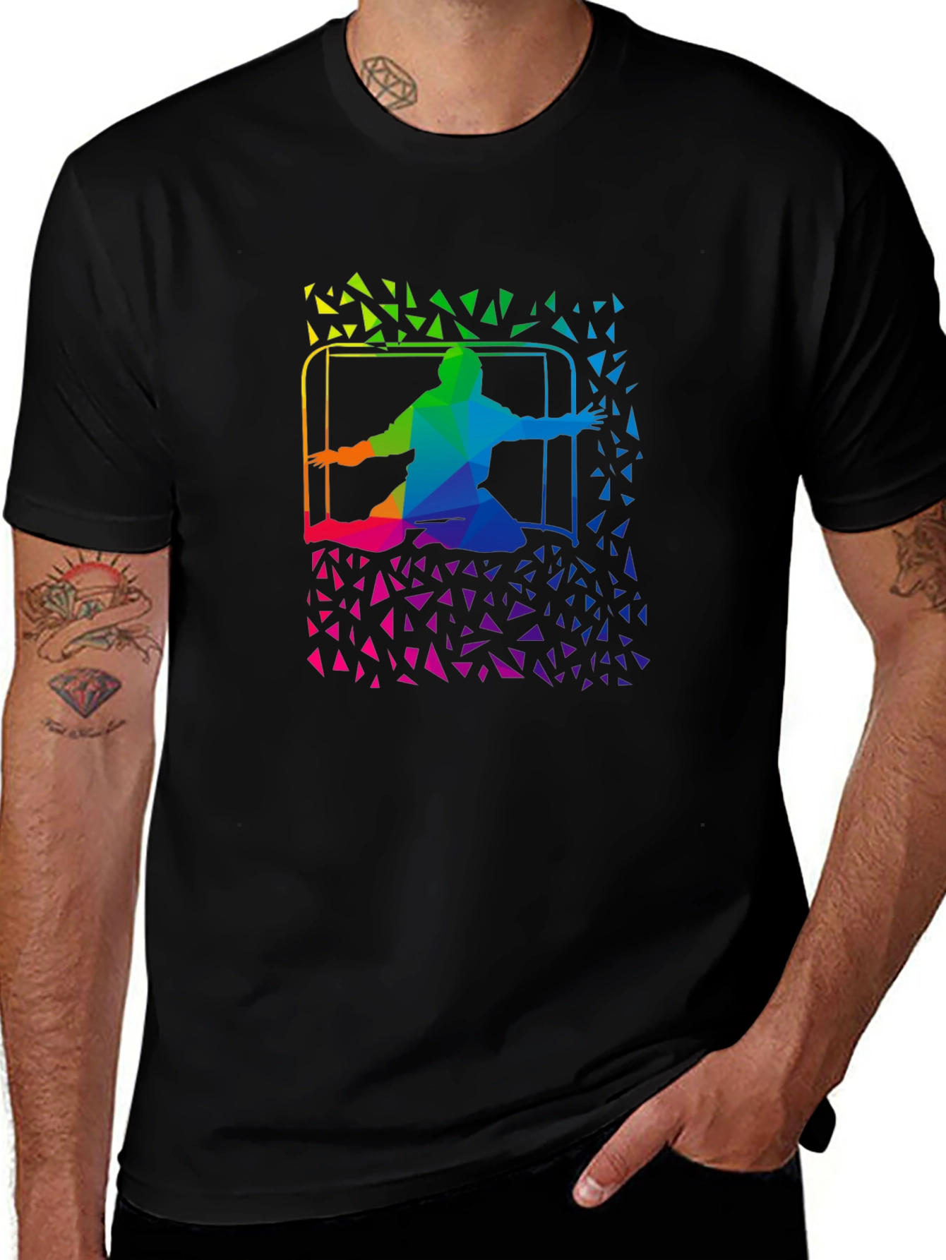 Rainbow Soccer Goalie T-Shirt - Abstract Design