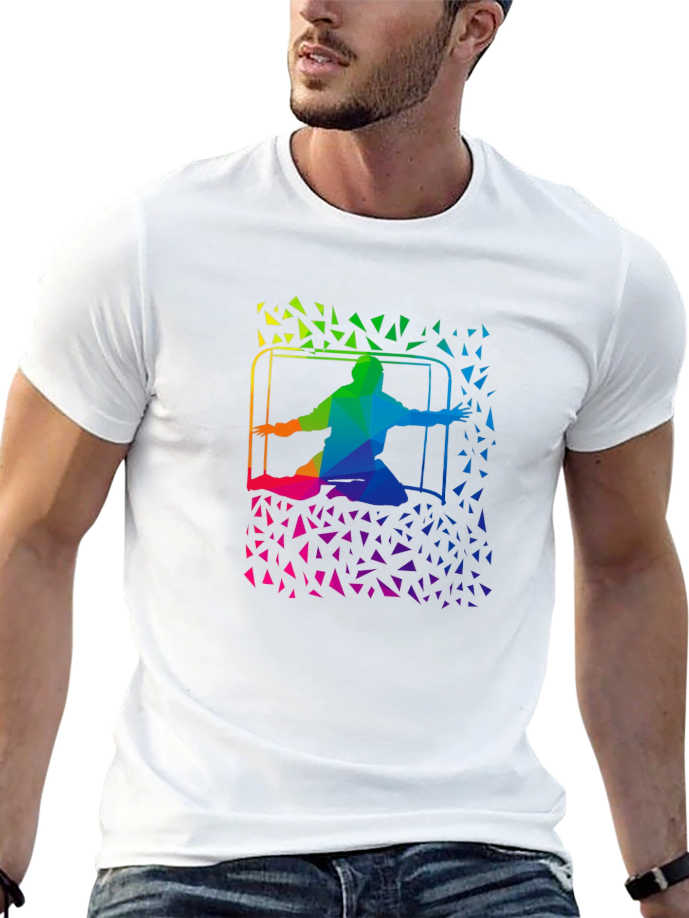Rainbow Soccer Goalie T-Shirt - Abstract Design
