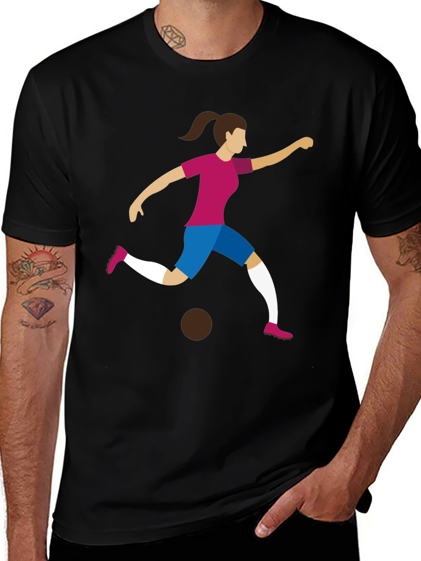 Soccer Player Graphic Tee - Black Unisex T-Shirt