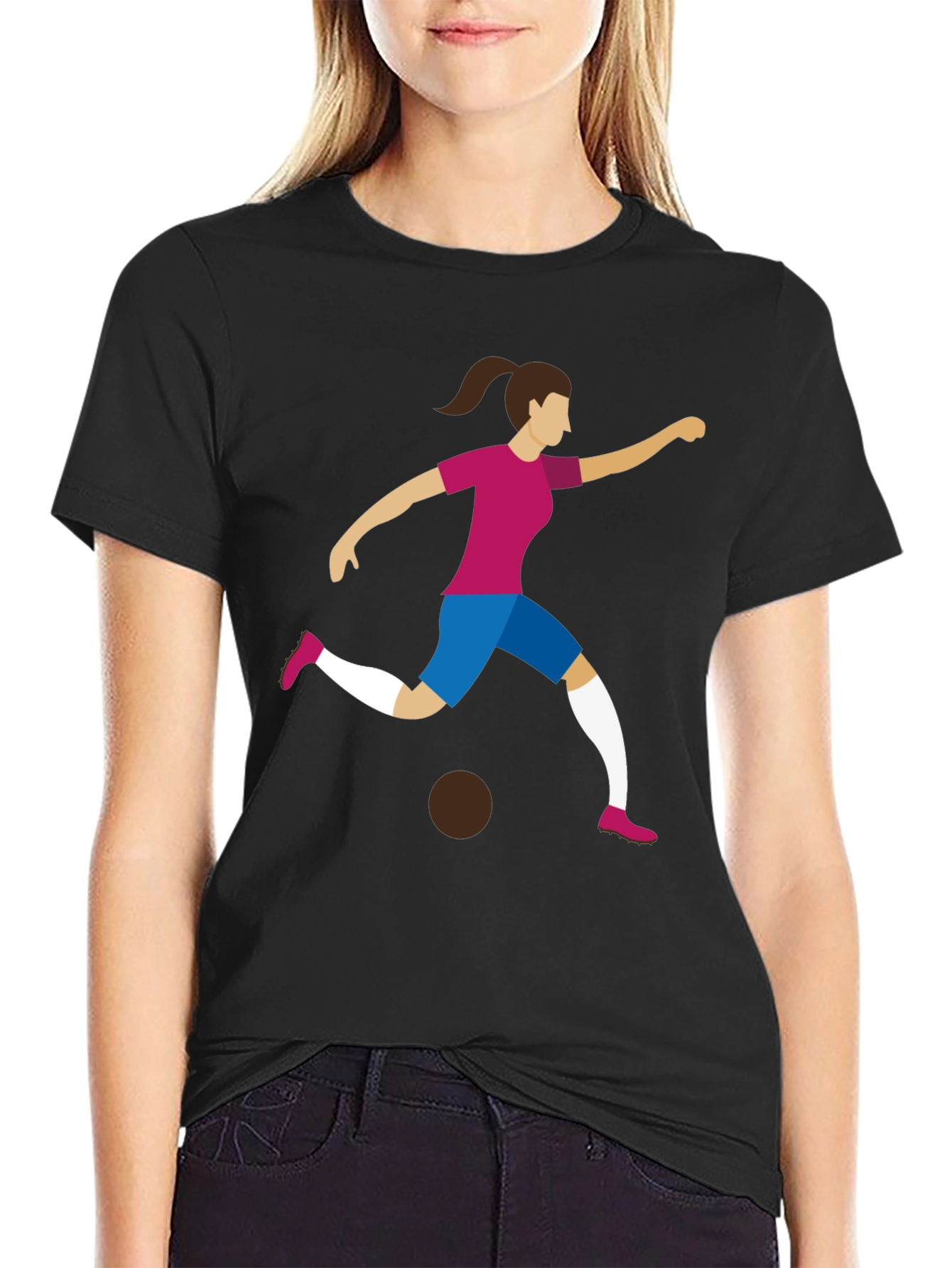 Soccer Player Graphic Tee - Black Unisex T-Shirt