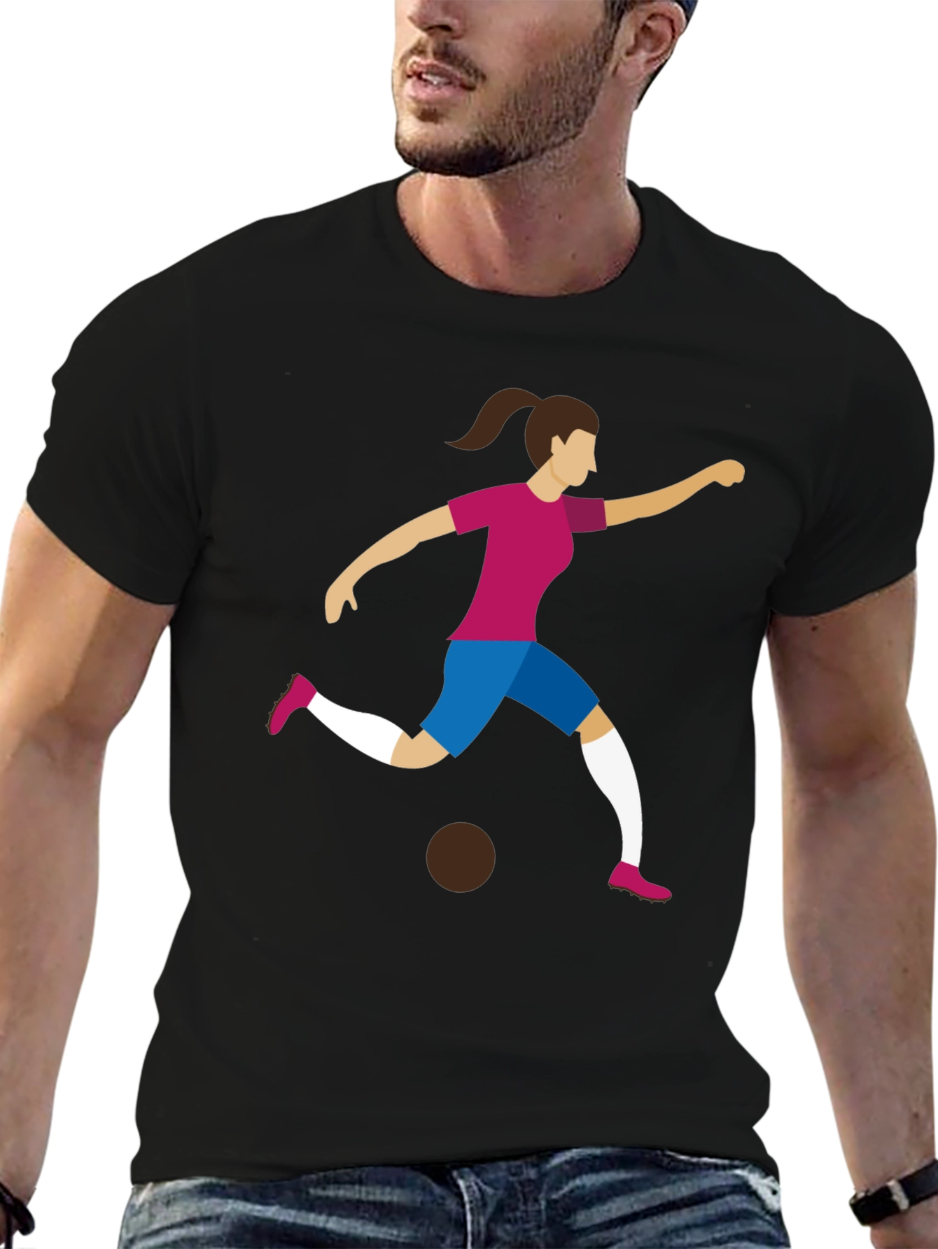 Soccer Player Graphic Tee - Black Unisex T-Shirt