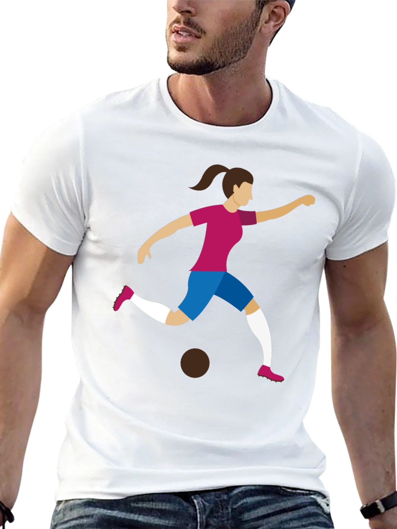 Soccer Player Graphic Tee - Black Unisex T-Shirt