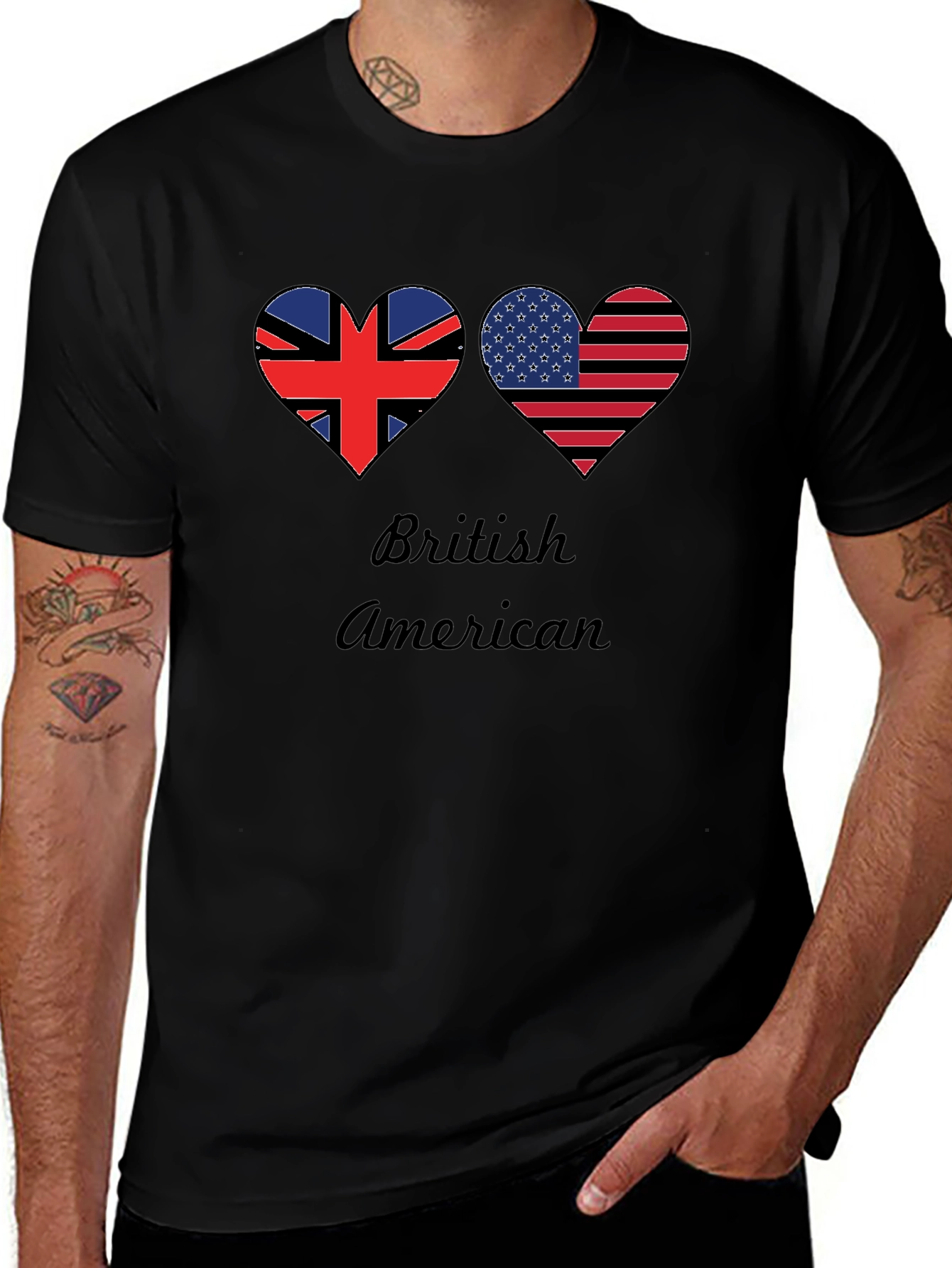 British American Flag Heart T-Shirt