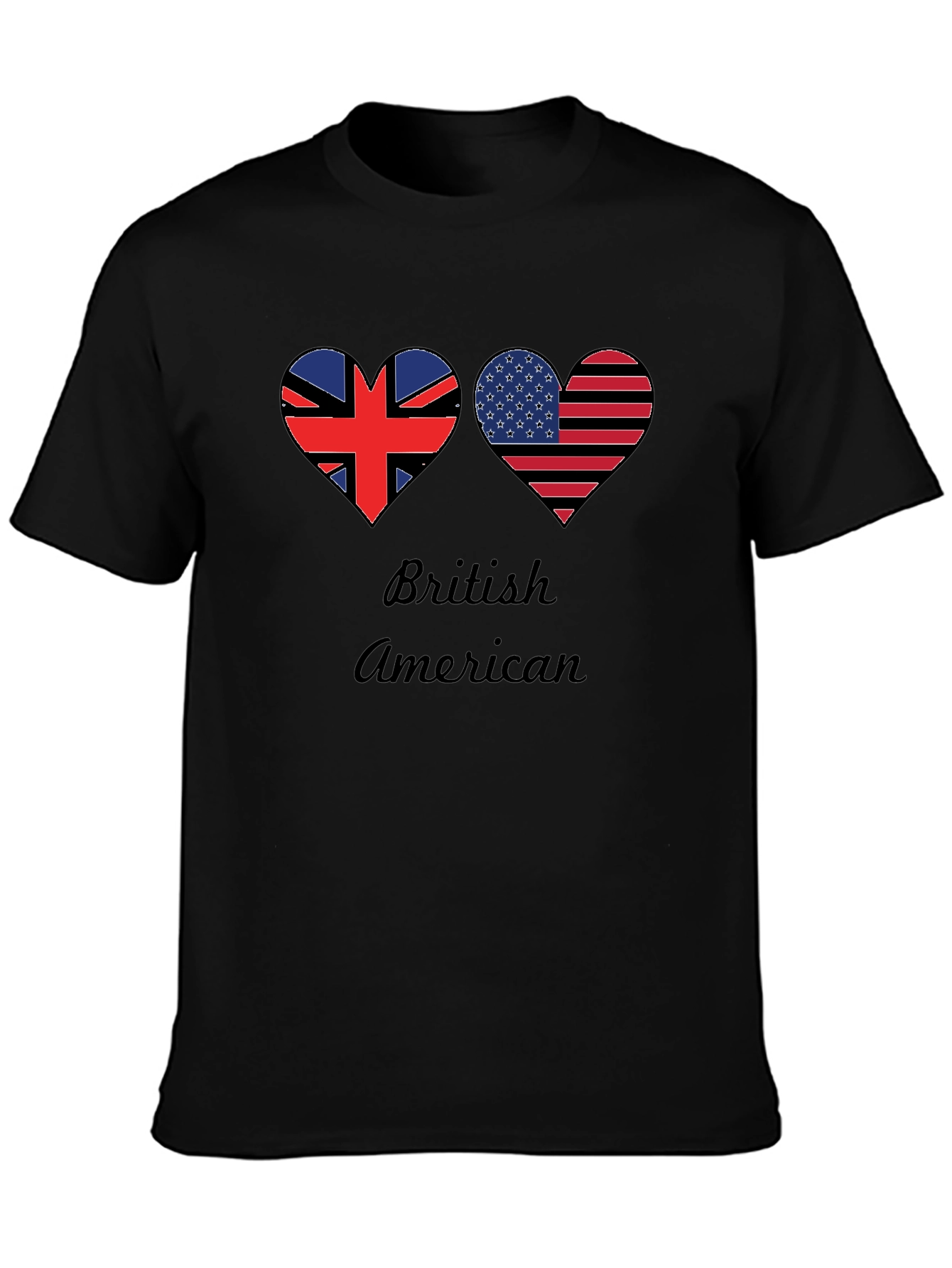 British American Flag Heart T-Shirt