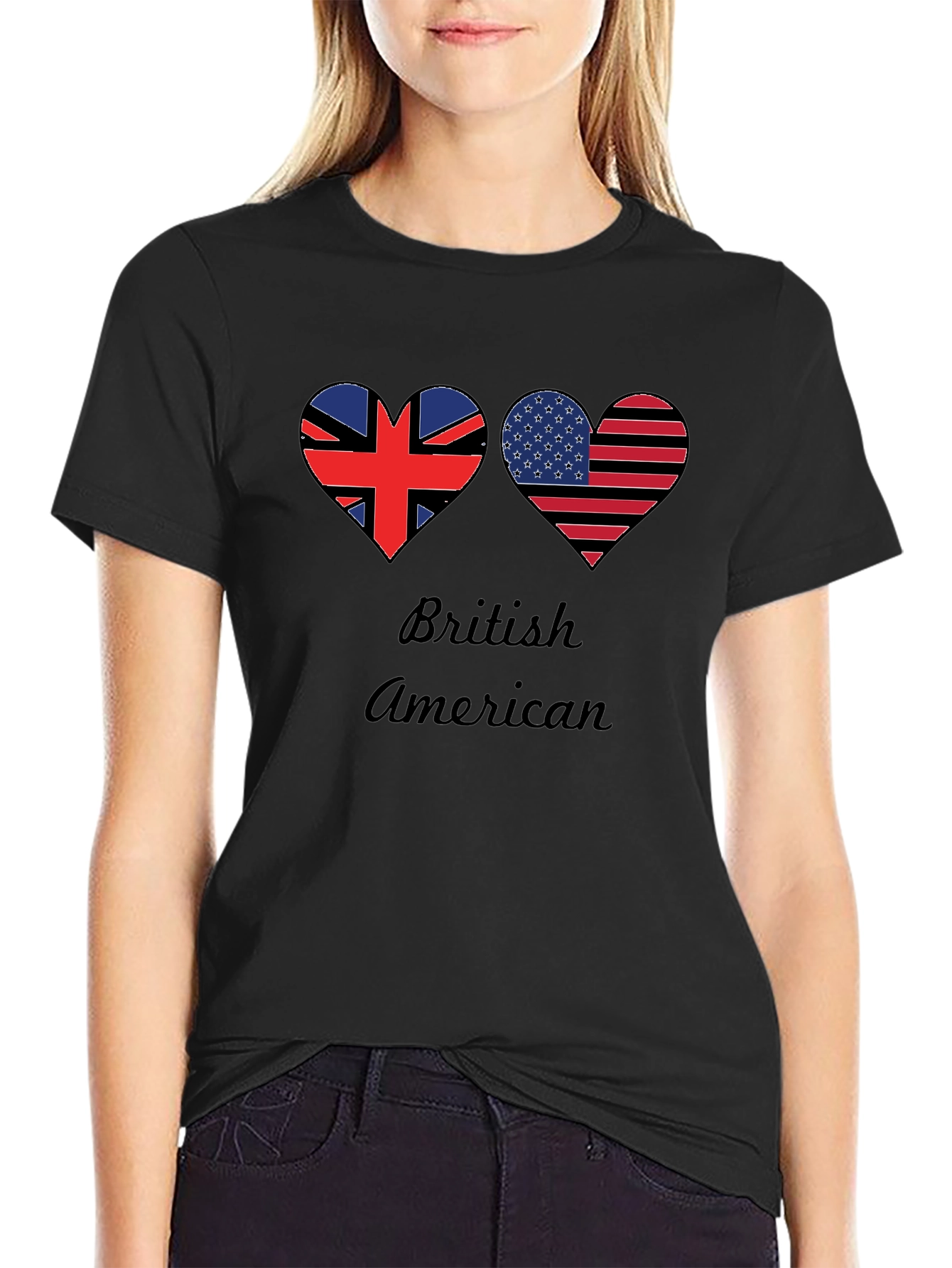 British American Flag Heart T-Shirt