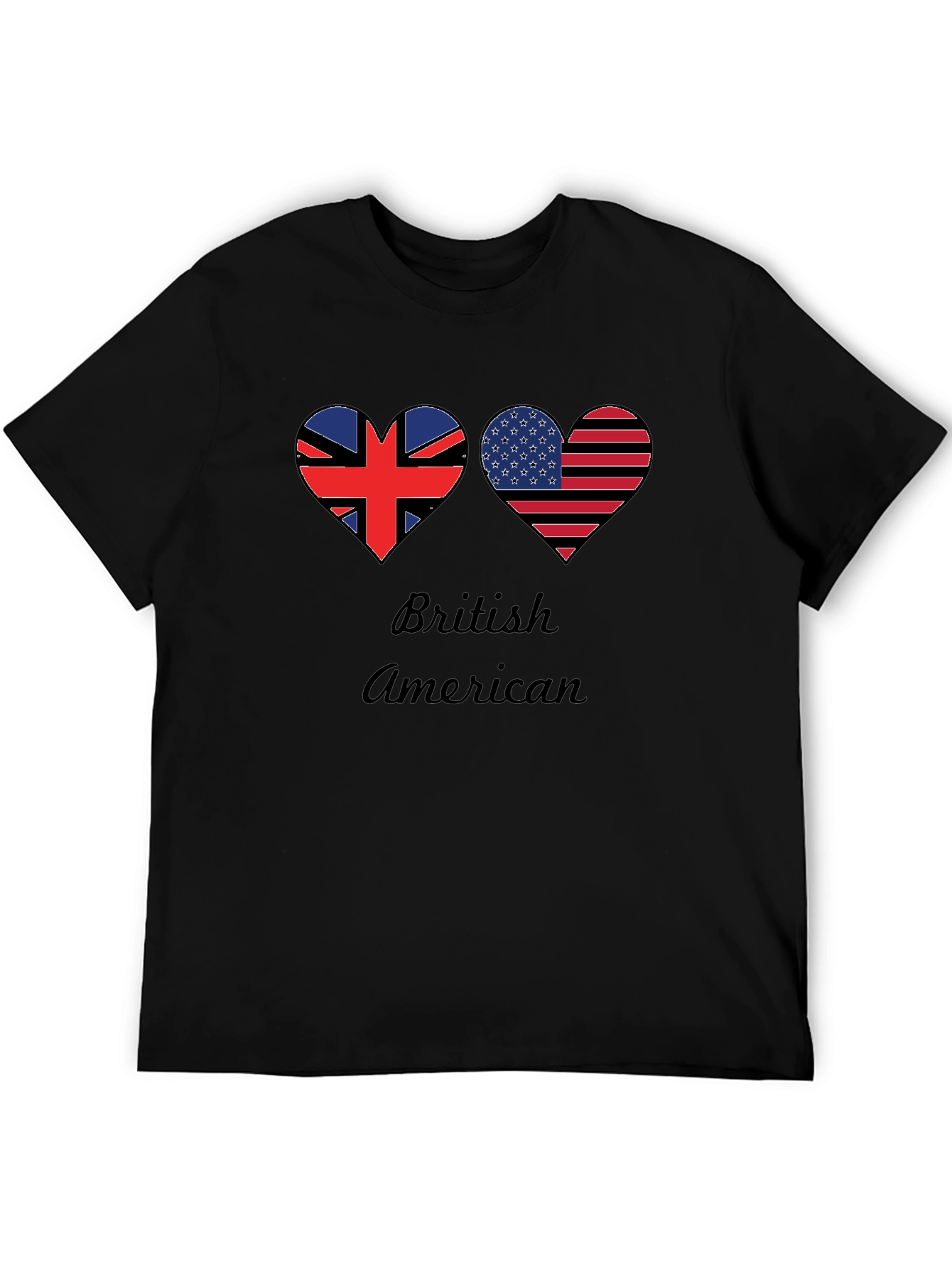 British American Flag Heart T-Shirt