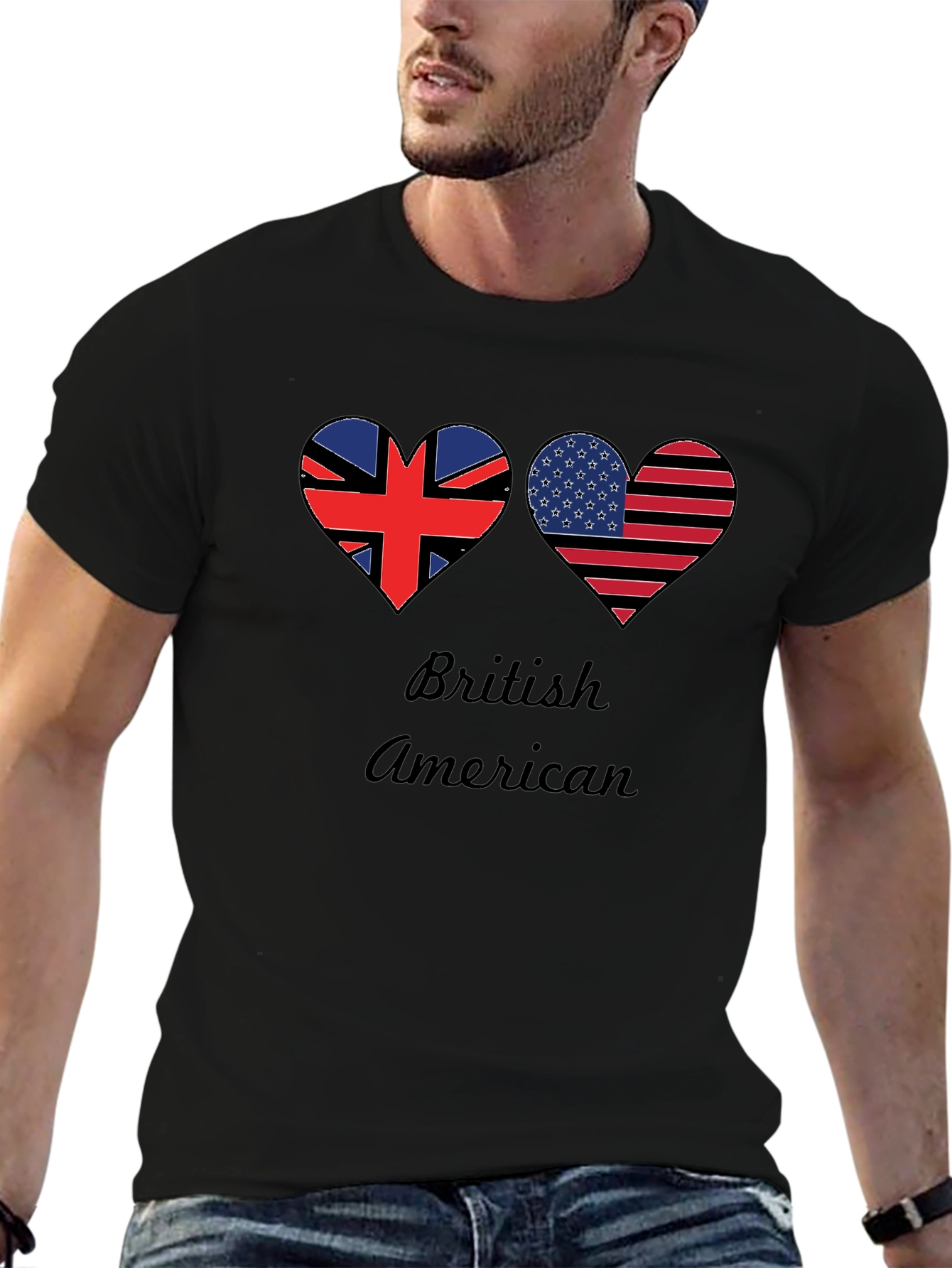 British American Flag Heart T-Shirt
