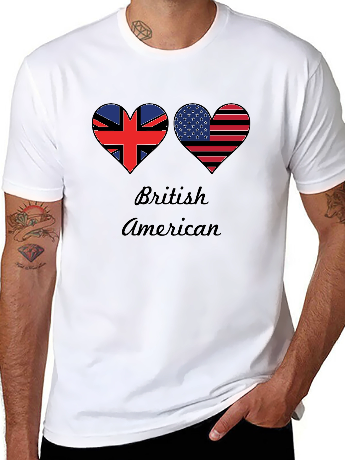 British American Flag Heart T-Shirt