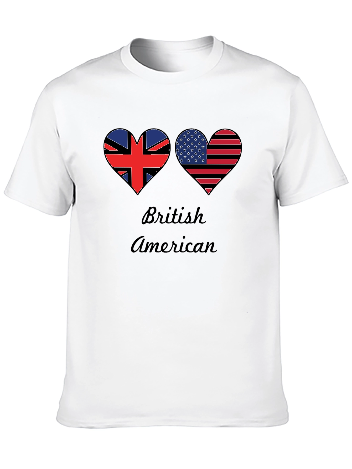 British American Flag Heart T-Shirt
