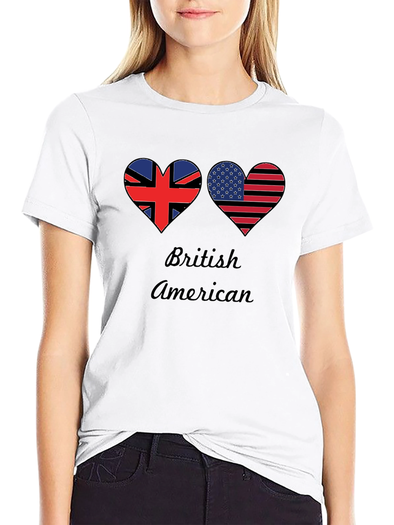 British American Flag Heart T-Shirt