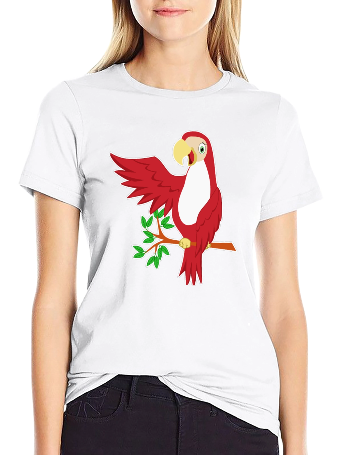 Red Parrot Graphic T-Shirt - Casual Style