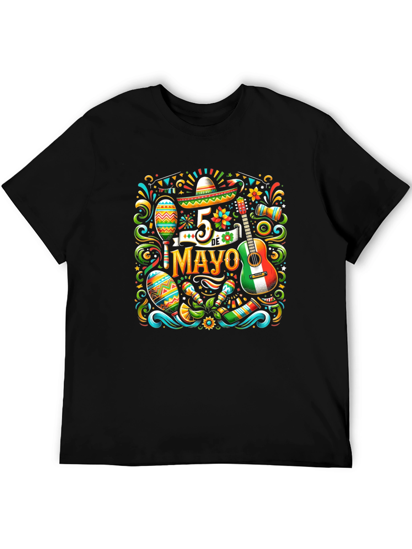 Cinco De Mayo Black T-Shirt - Festive Design