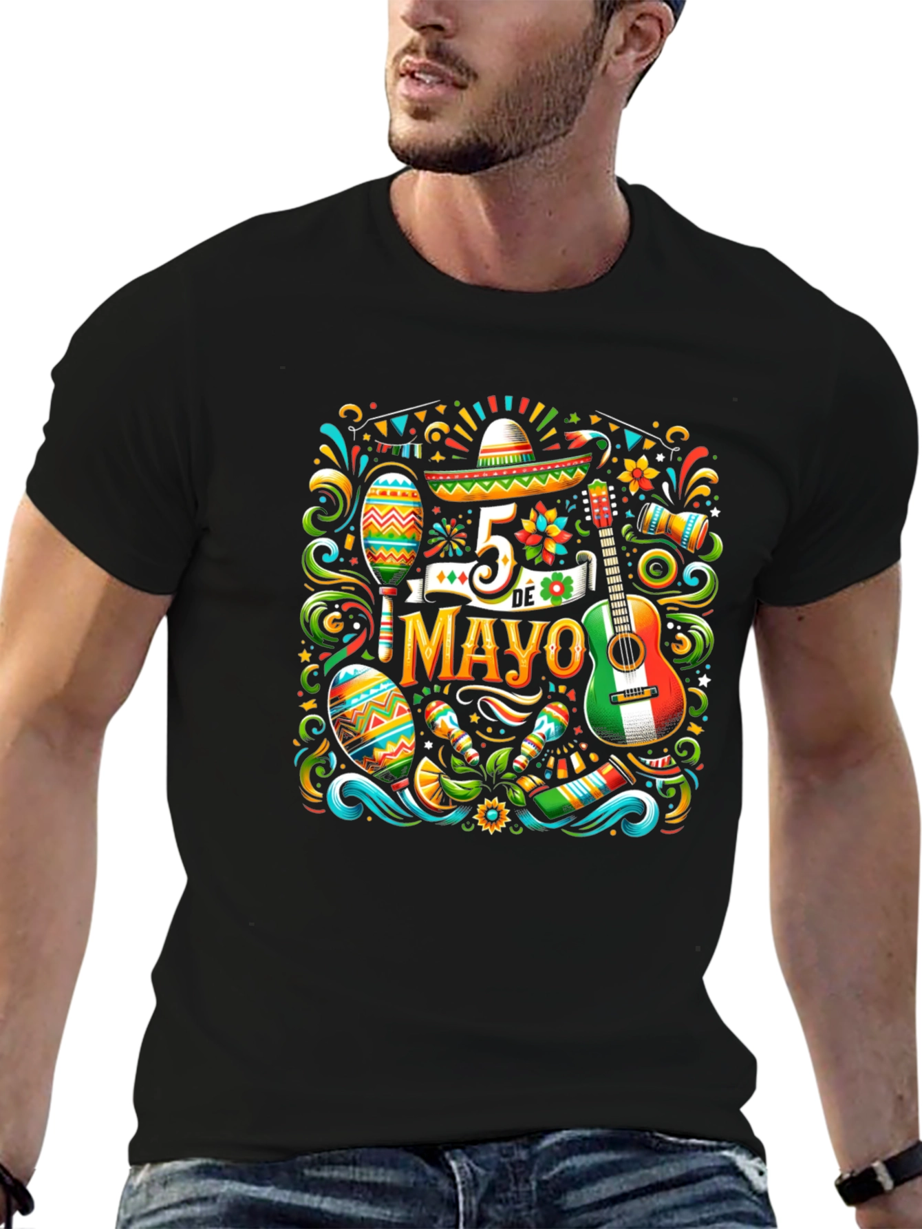Cinco De Mayo Black T-Shirt - Festive Design