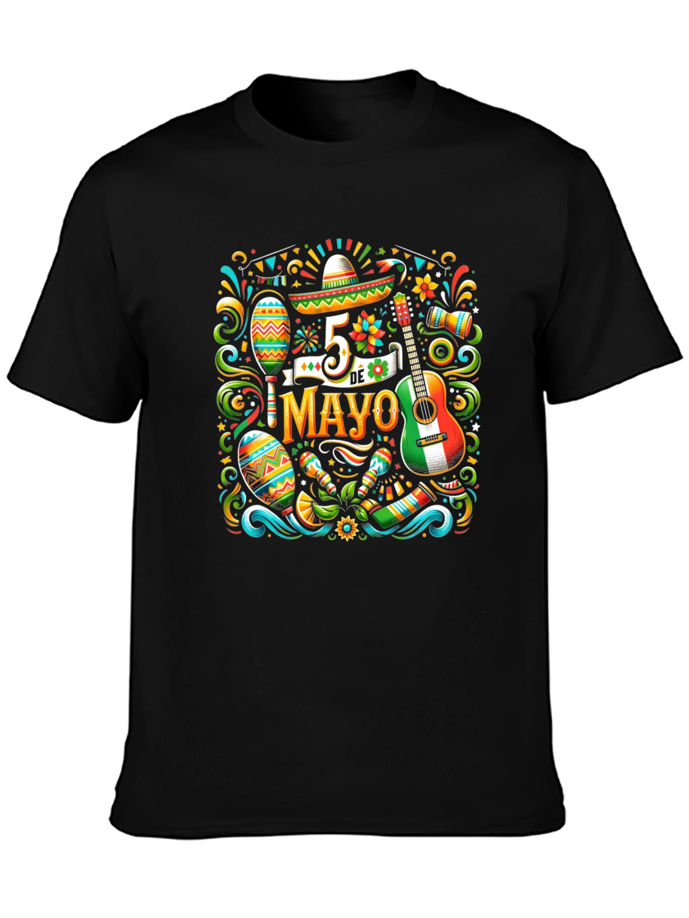 Cinco De Mayo Black T-Shirt - Festive Design