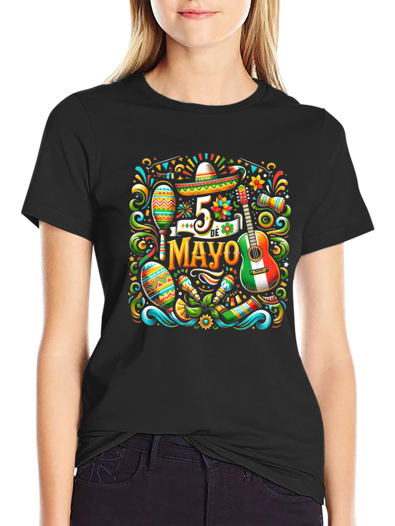 Cinco De Mayo Black T-Shirt - Festive Design