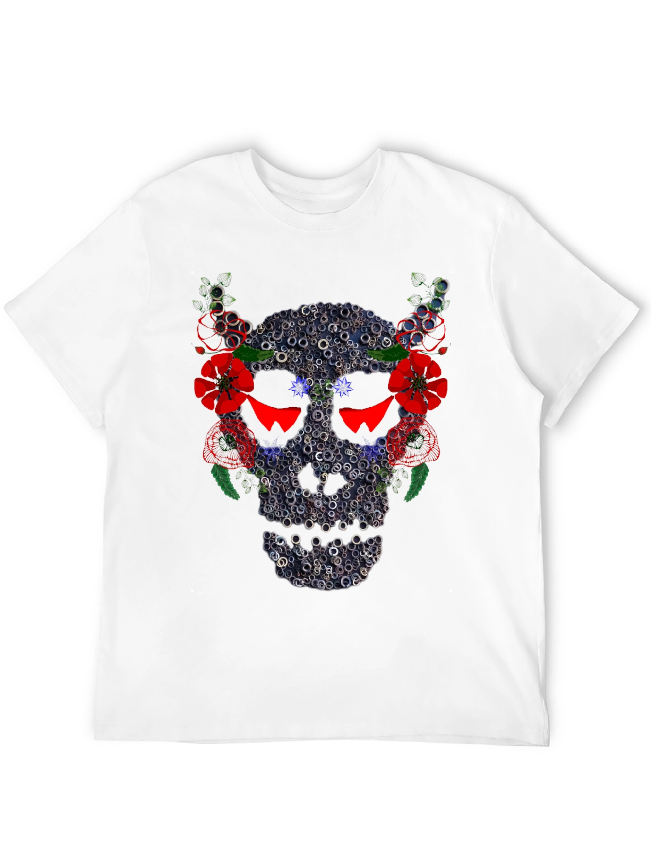 Skull Floral Ring T-Shirt - Mens Black Tee