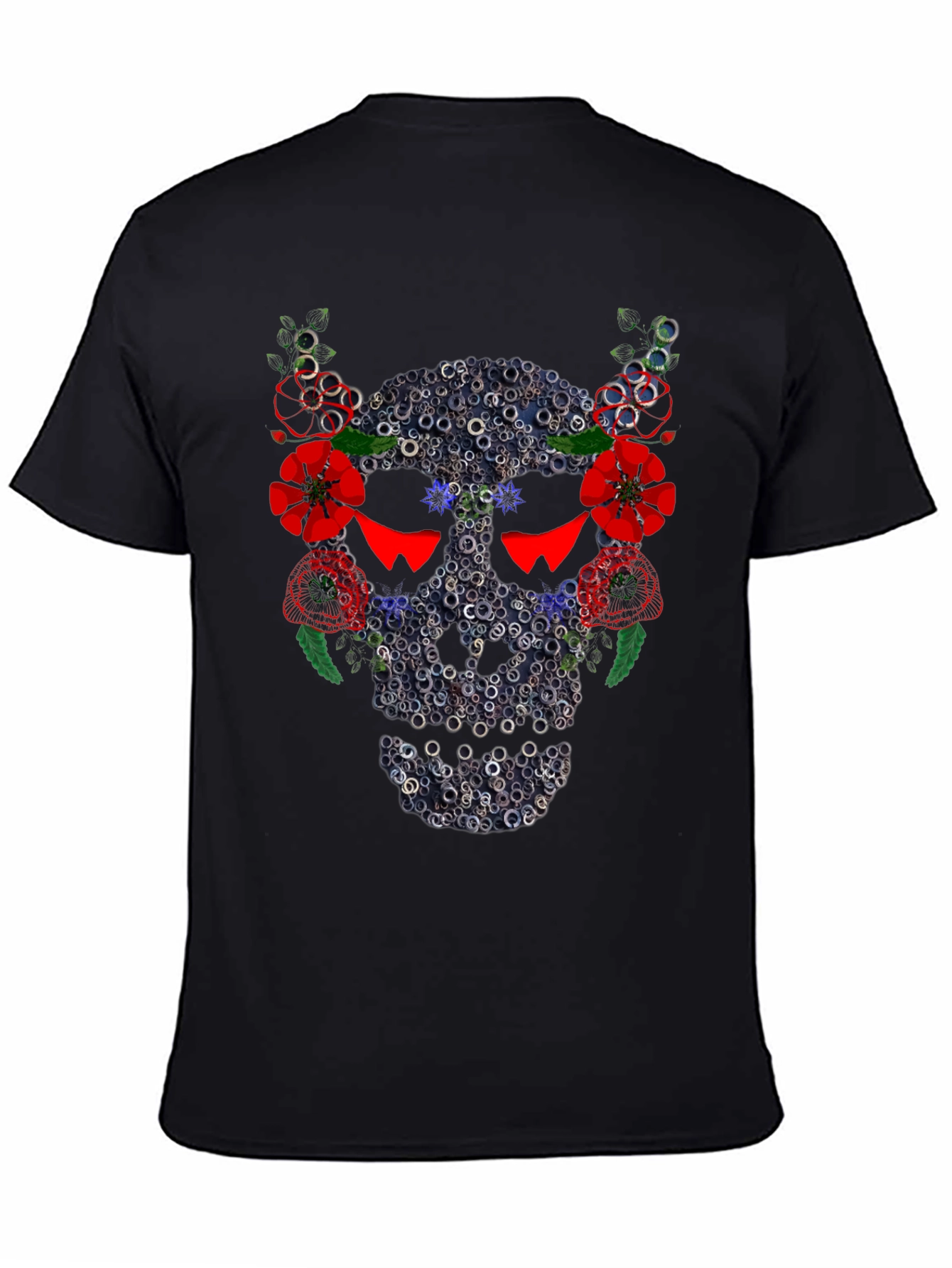 Skull Floral Ring T-Shirt - Mens Black Tee