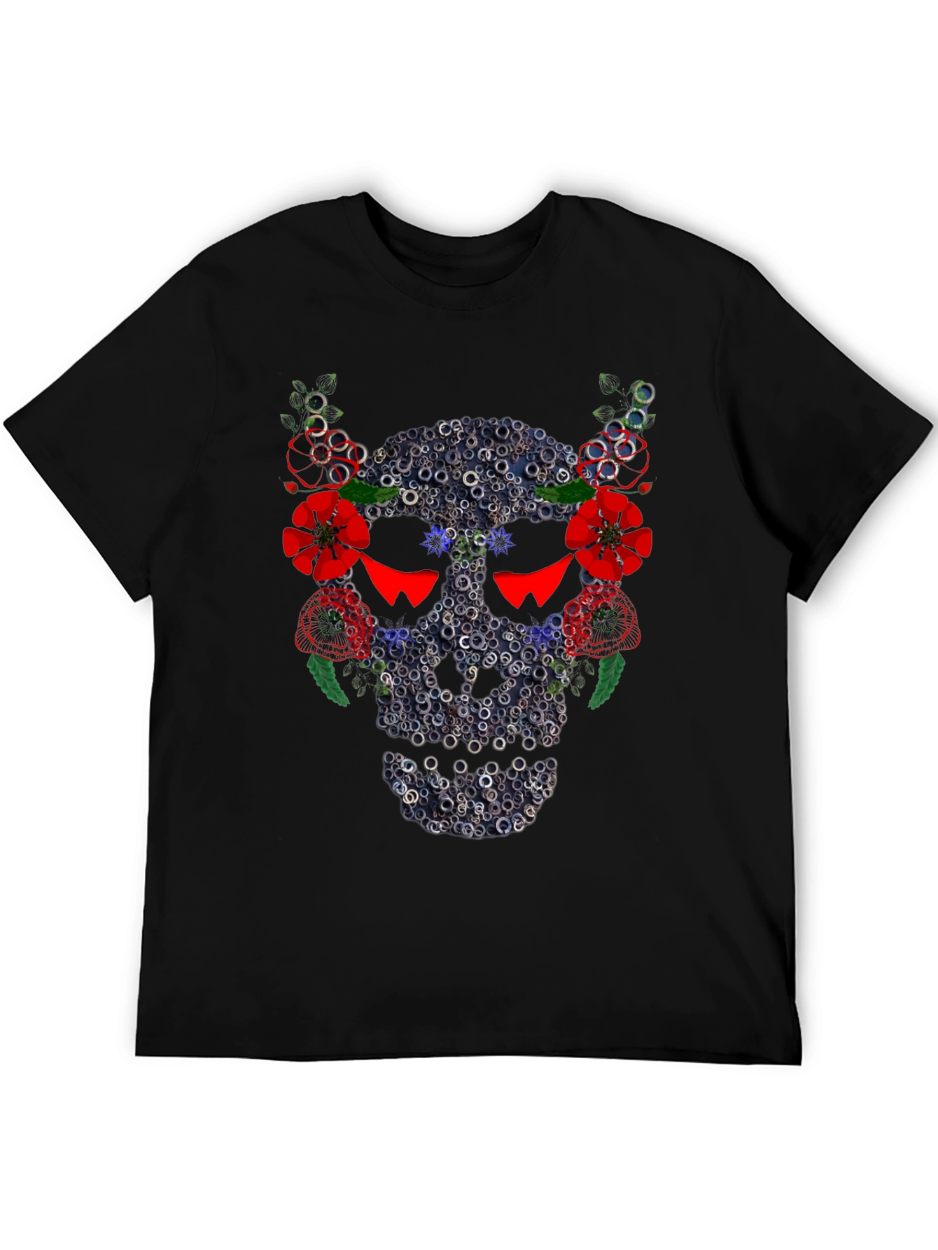 Skull Floral Ring T-Shirt - Mens Black Tee
