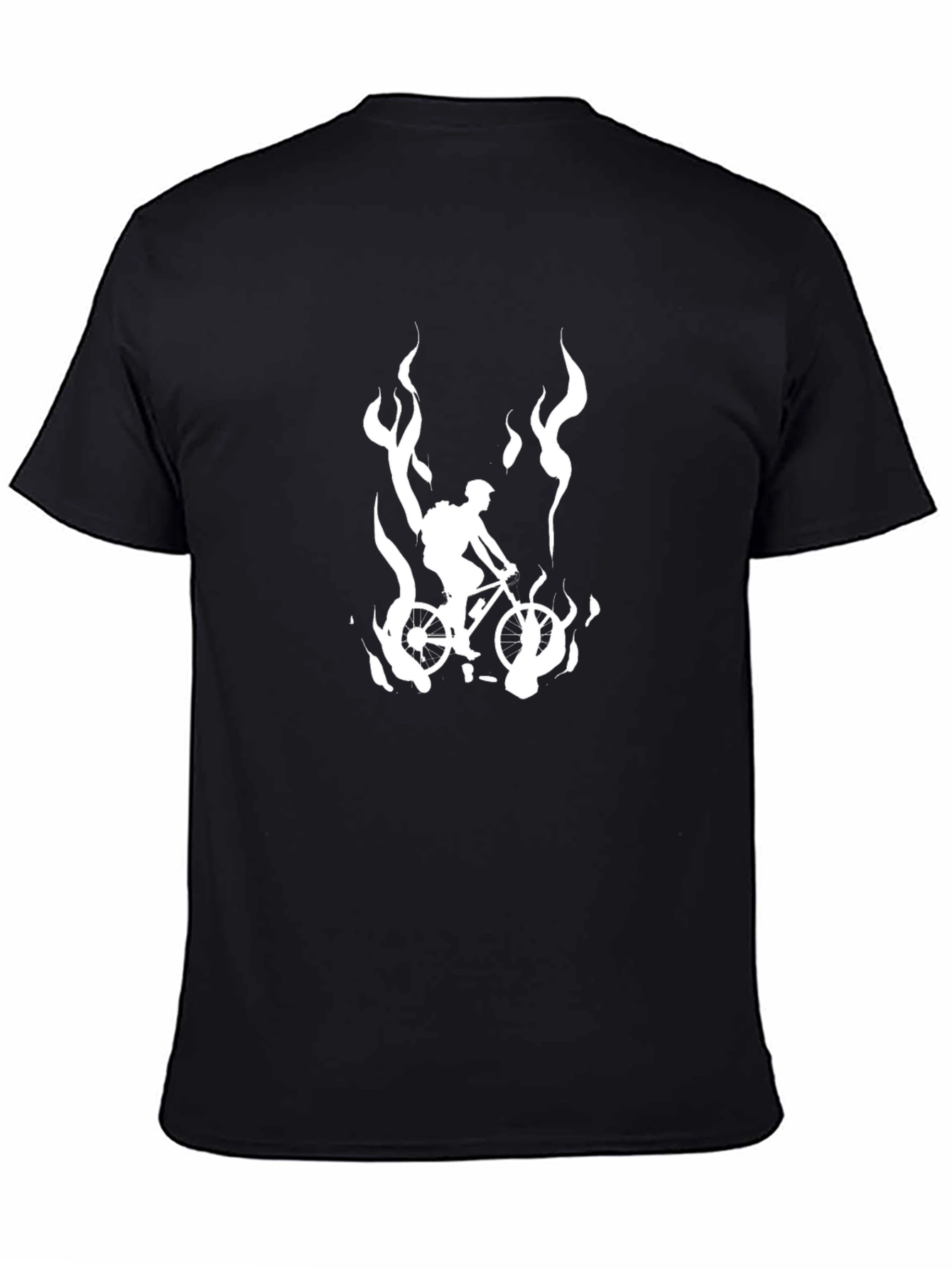 Biker on Fire Graphic Tee - Mens Black T-Shirt
