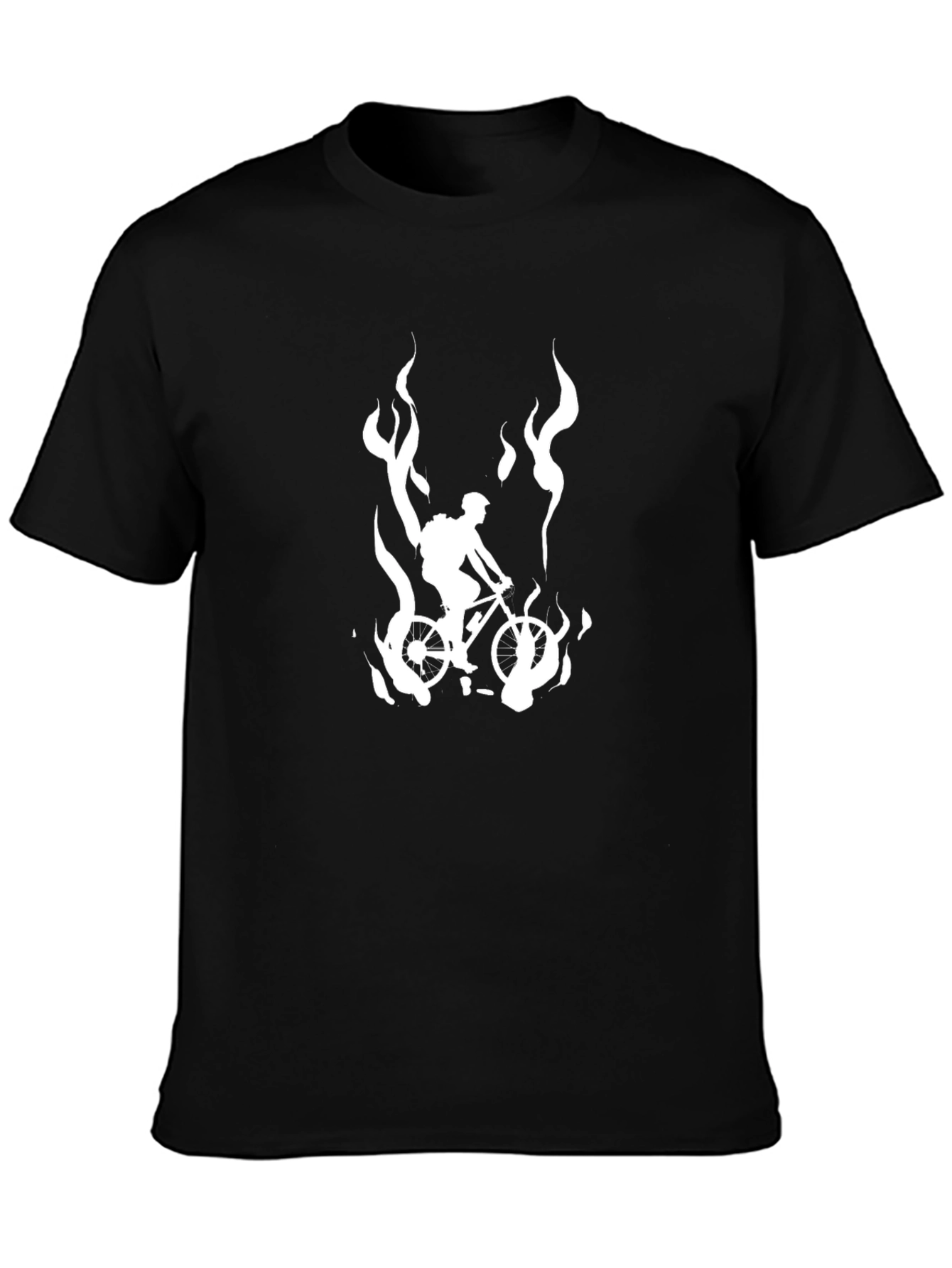 Biker on Fire Graphic Tee - Mens Black T-Shirt