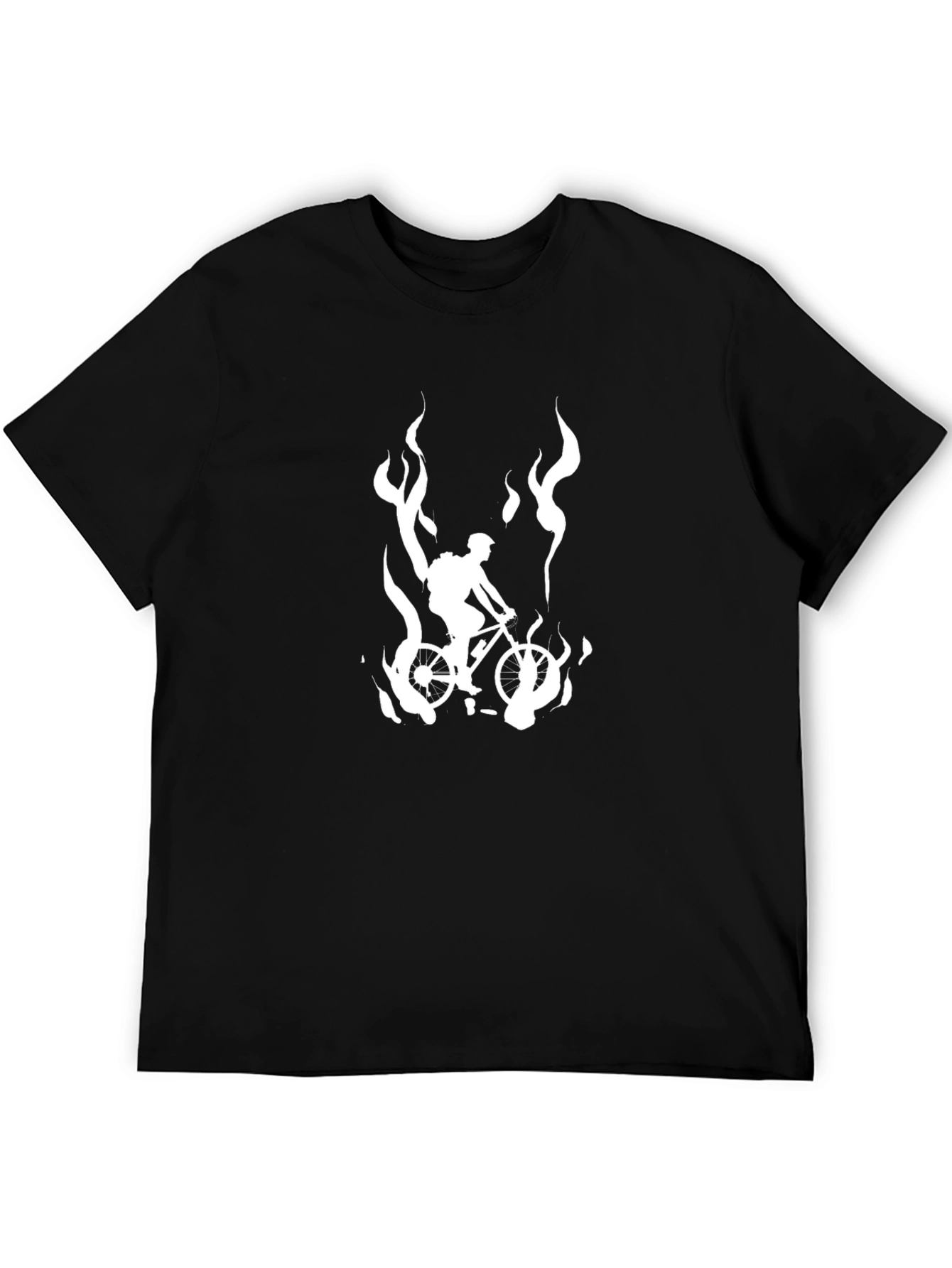Biker on Fire Graphic Tee - Mens Black T-Shirt