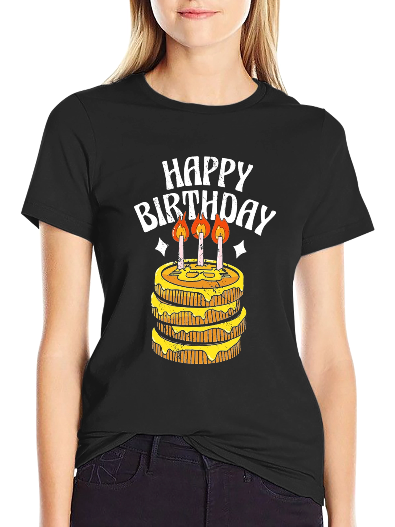 Happy Birthday Cake Graphic T-Shirt