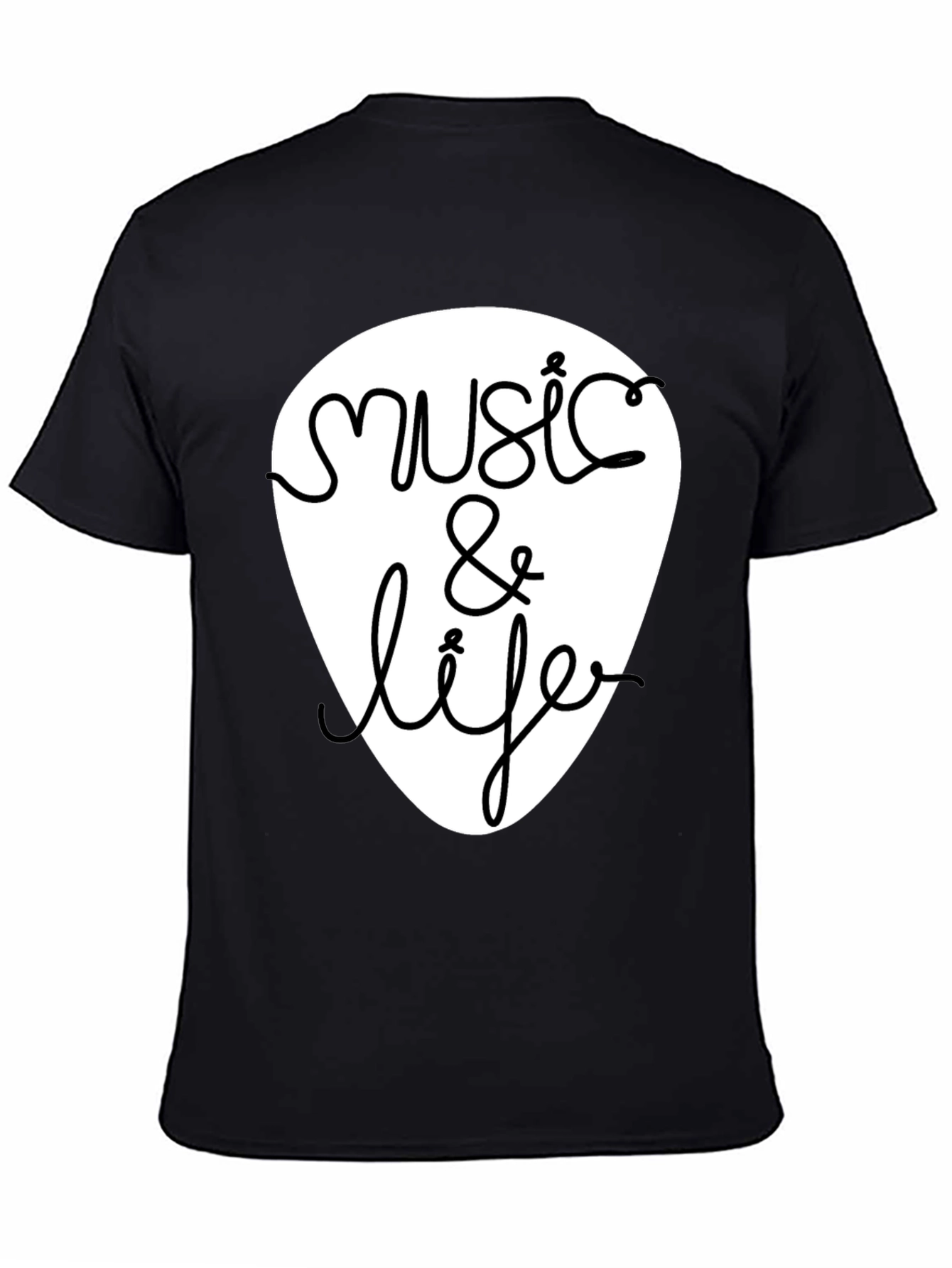 Music & Life Graphic Tee - Black Cotton T-Shirt