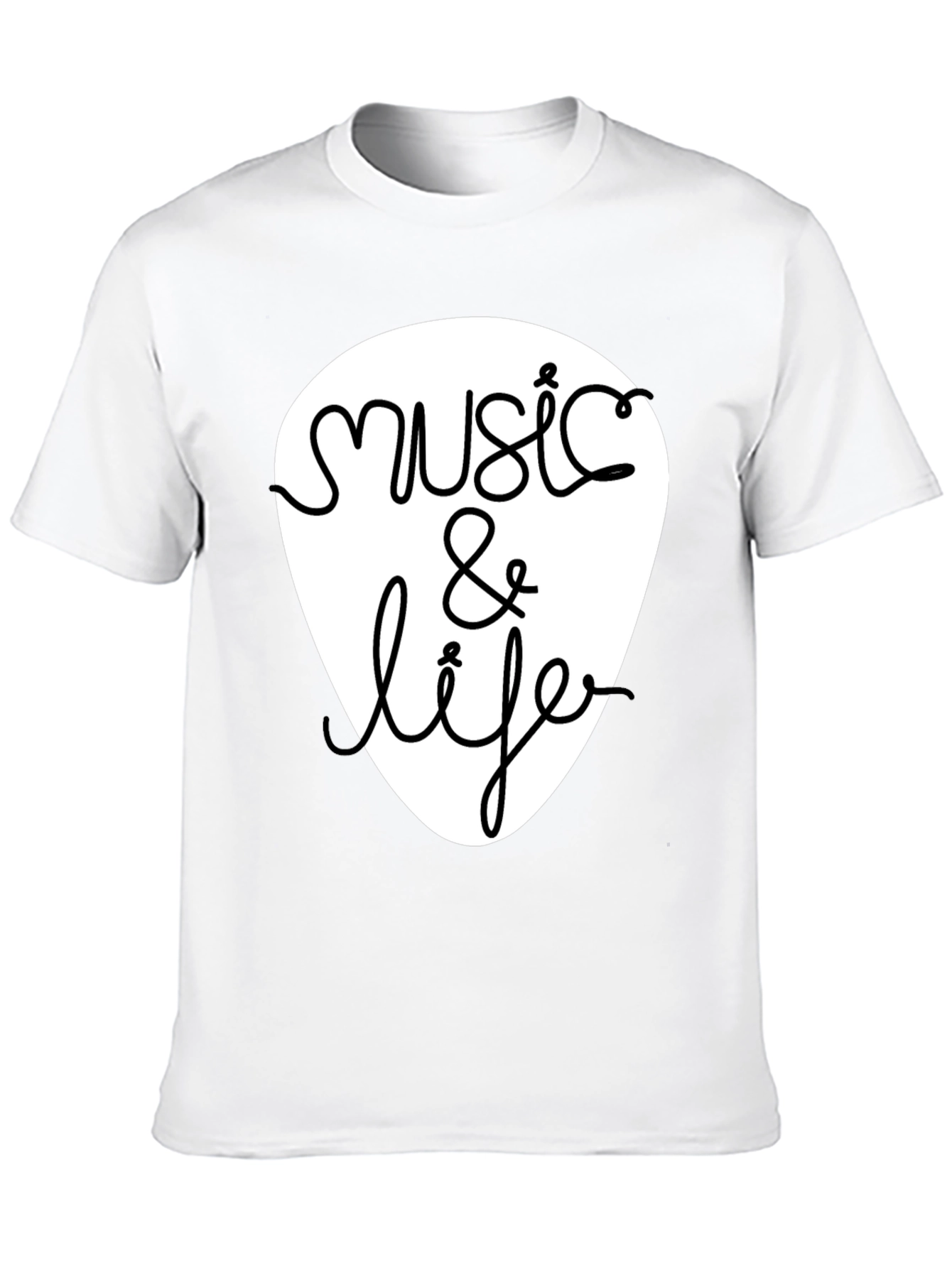 Music & Life Graphic Tee - Black Cotton T-Shirt