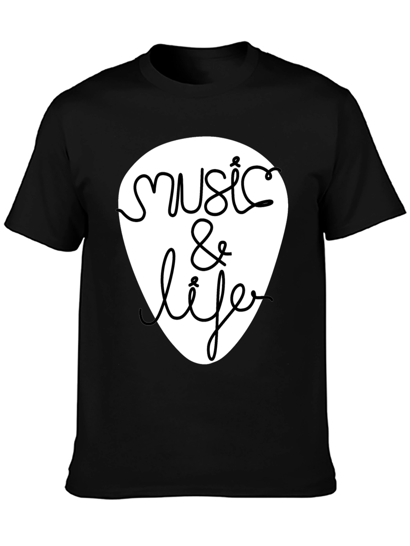 Music & Life Graphic Tee - Black Cotton T-Shirt