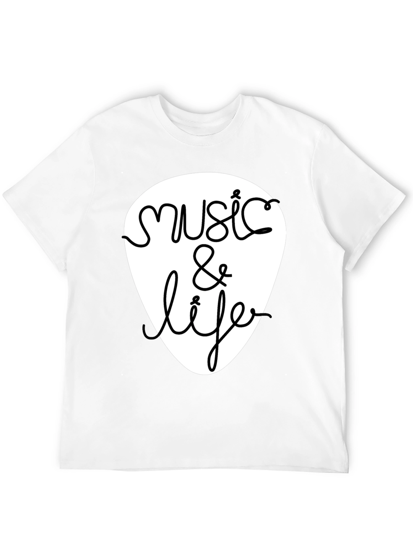 Music & Life Graphic Tee - Black Cotton T-Shirt