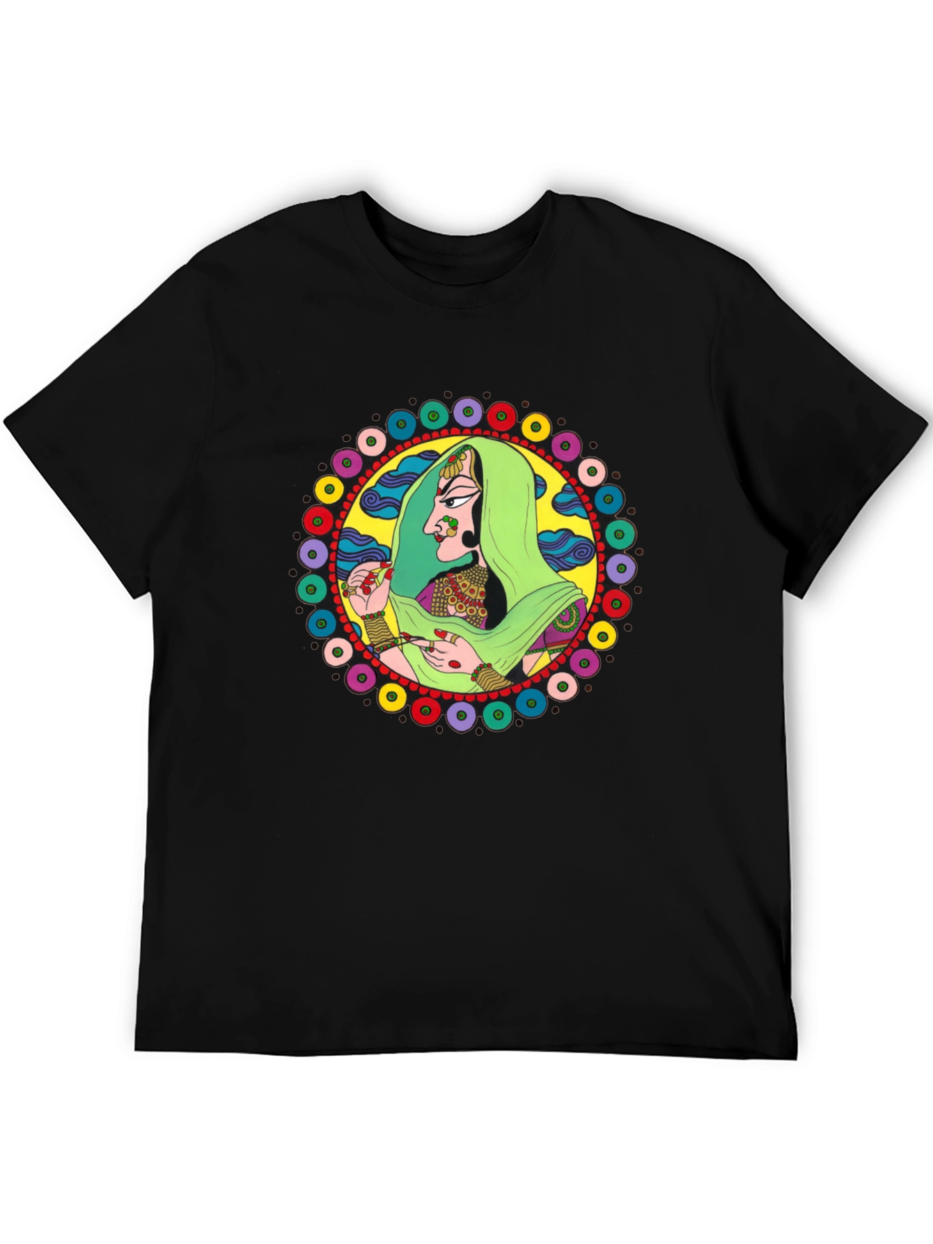 Indian Woman Graphic Tee - Black Cotton T-Shirt